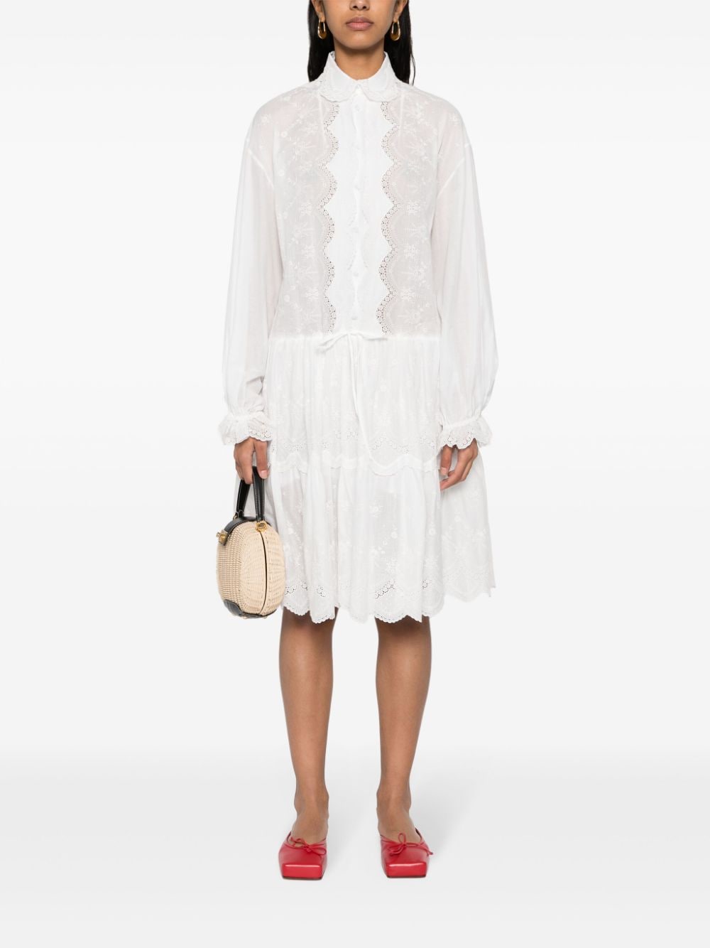 ERMANNO SCERVINO Embroidered Shirt Dress with Scallop Collar - SS24