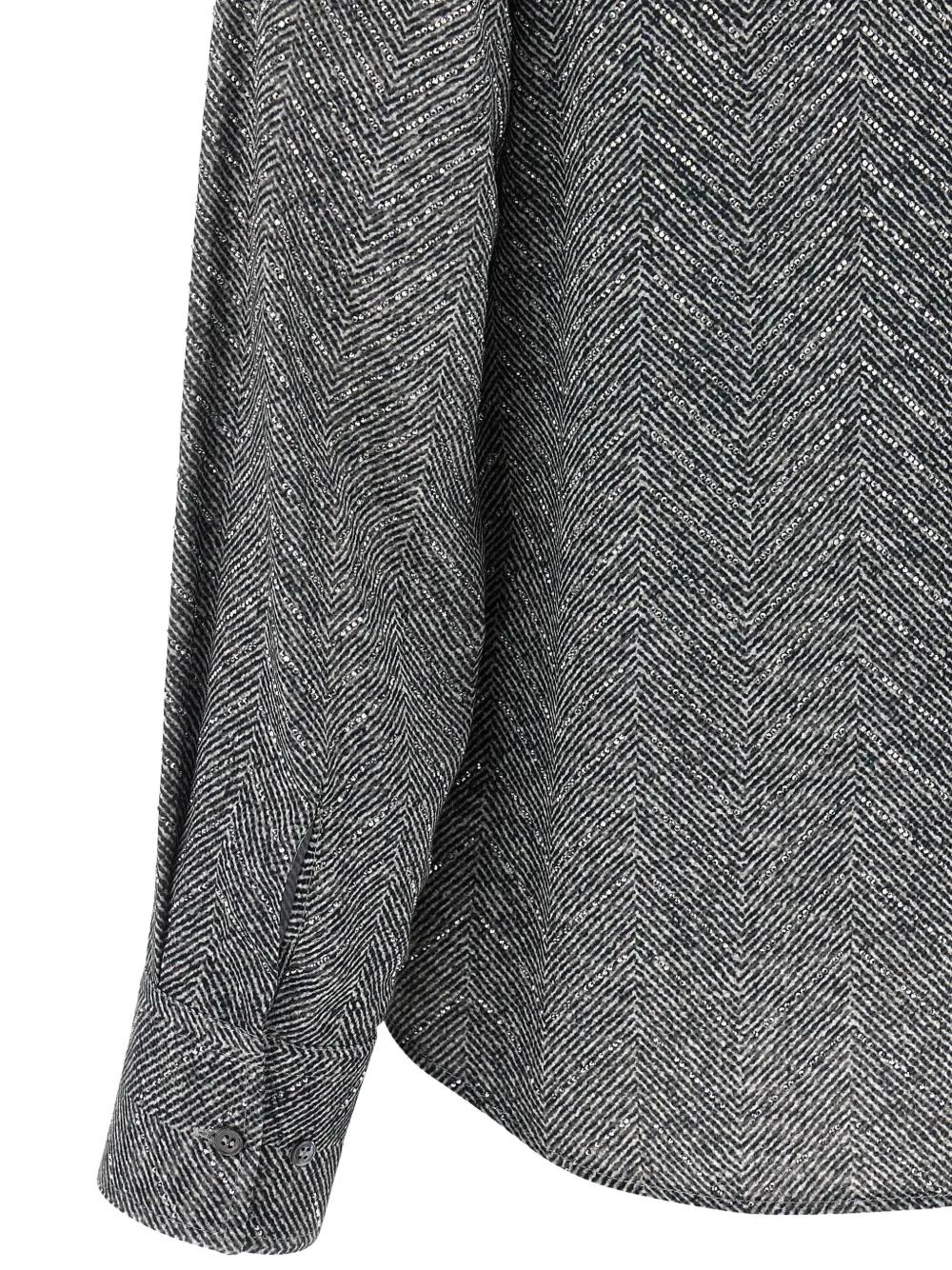 ERMANNO SCERVINO Herringbone Shirt with Rhinestone Accents for Women