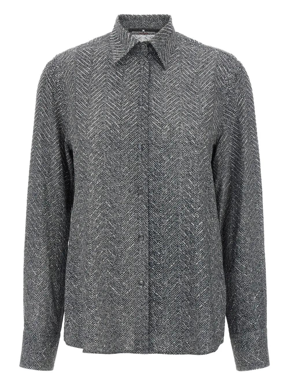ERMANNO SCERVINO Herringbone Shirt with Rhinestone Accents for Women