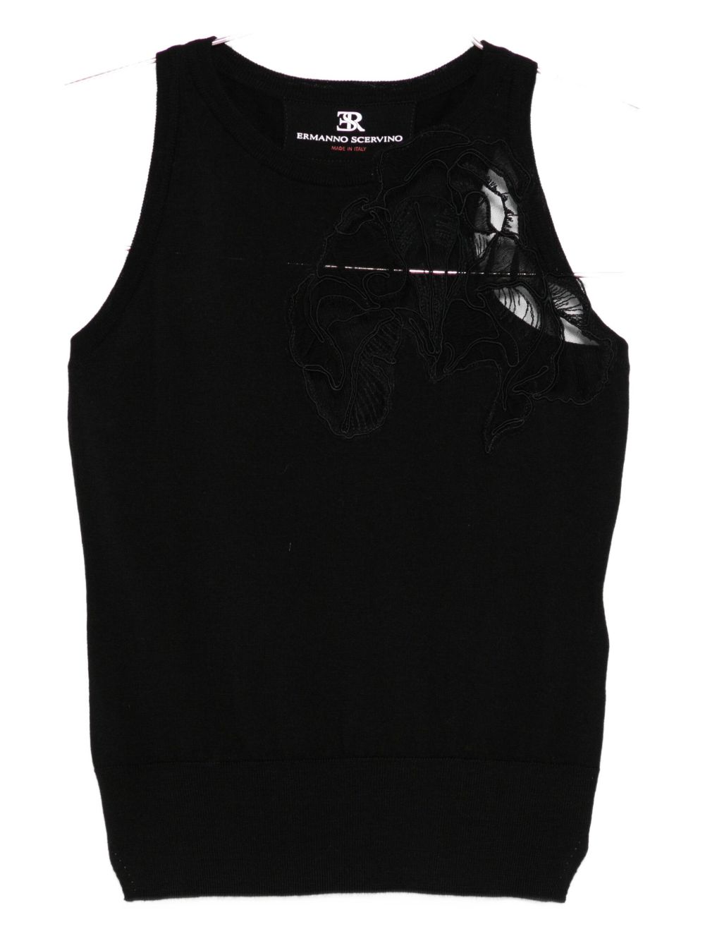 ERMANNO SCERVINO Wool Floral Embroidered Sleeveless Tank Top for Women - FW25