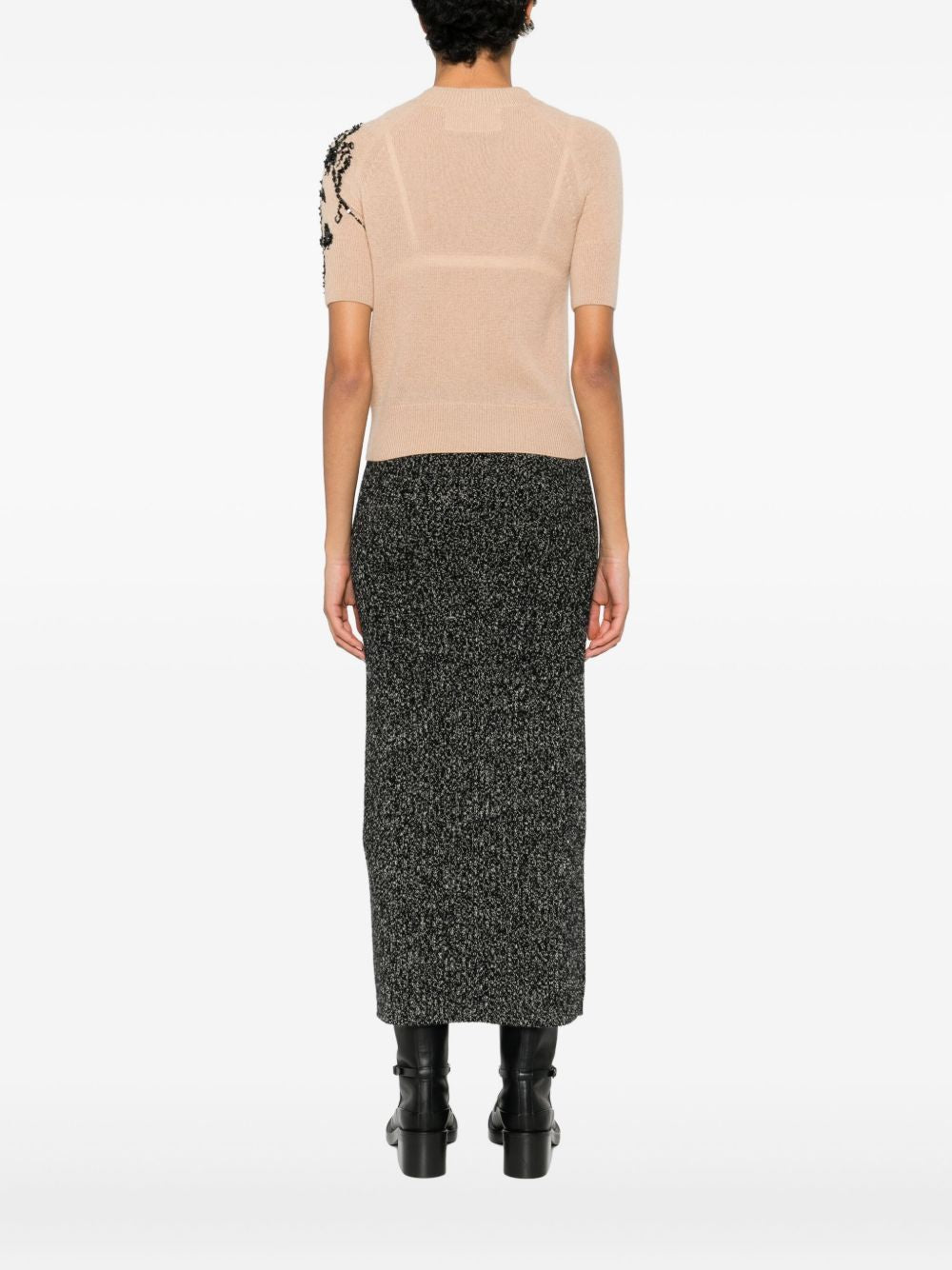 ERMANNO SCERVINO Floral Embellished Round Neck Short Sleeve Top