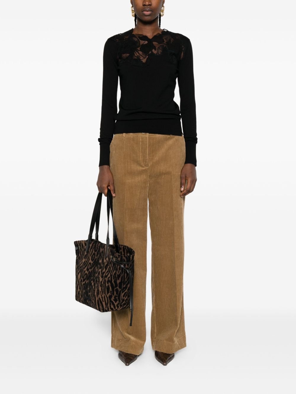 ERMANNO SCERVINO Wool Turtle Neck Sweater with Lace Detail
