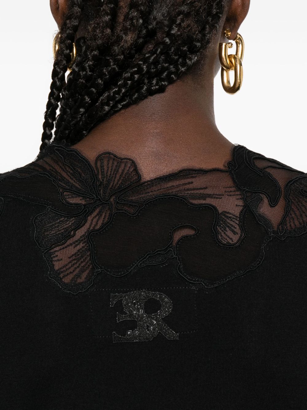 ERMANNO SCERVINO Wool Turtle Neck Sweater with Lace Detail