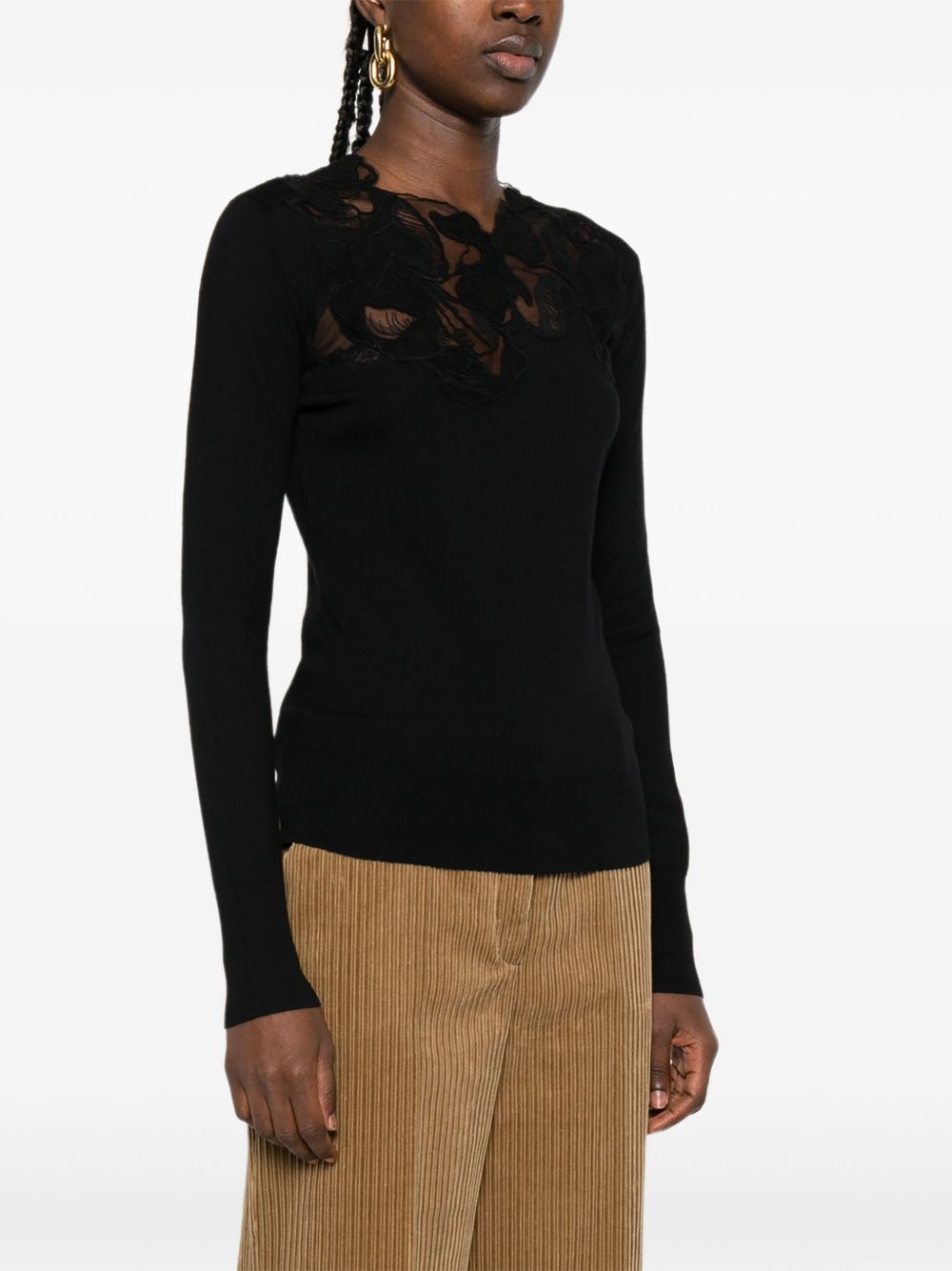 ERMANNO SCERVINO Wool Turtle Neck Sweater with Lace Detail