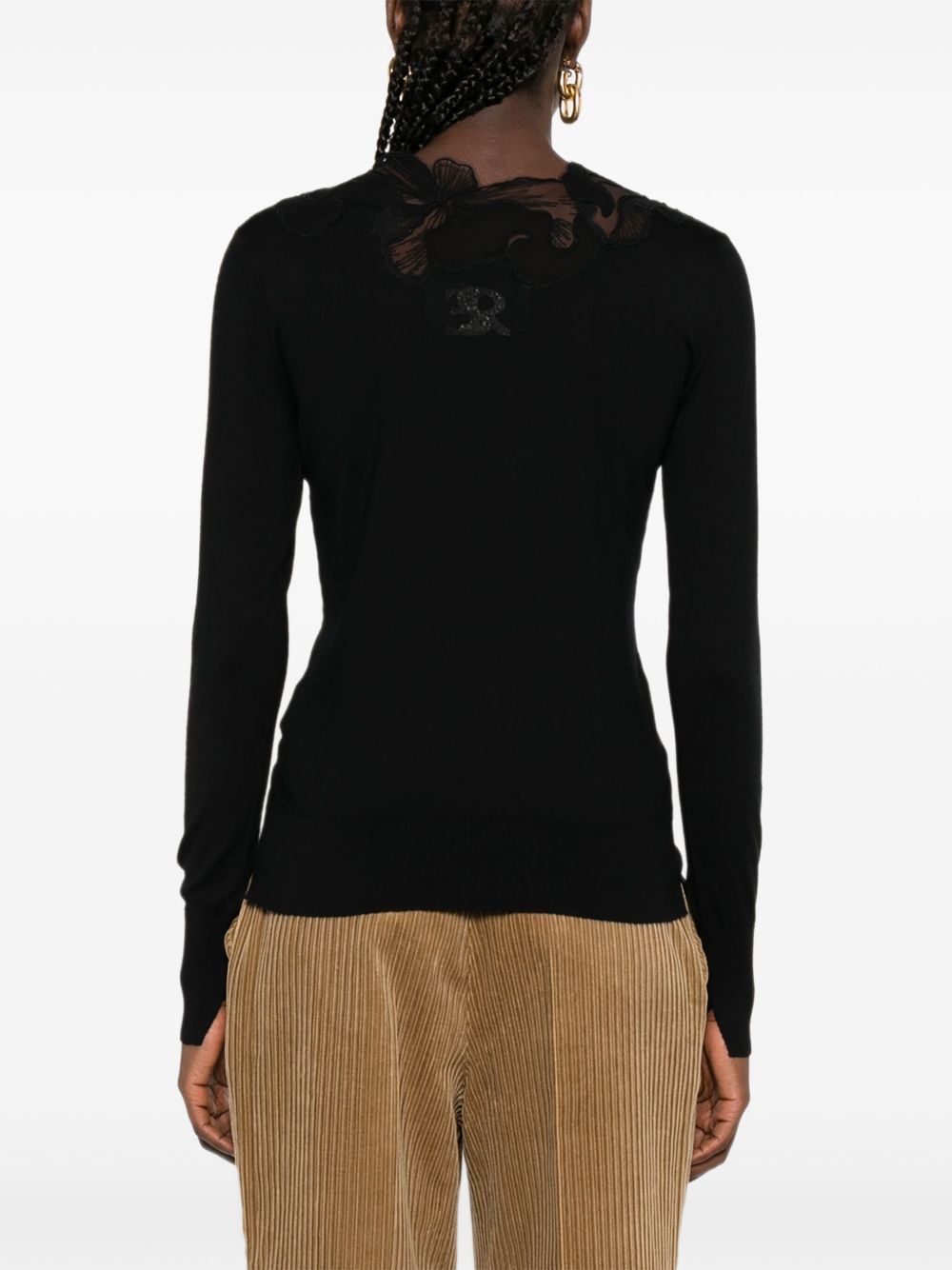 ERMANNO SCERVINO Wool Turtle Neck Sweater with Lace Detail