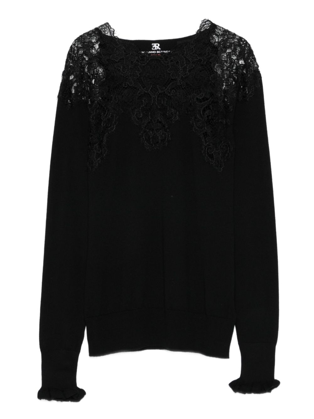 ERMANNO SCERVINO Lace Wool Sweater with Ruffled Cuffs