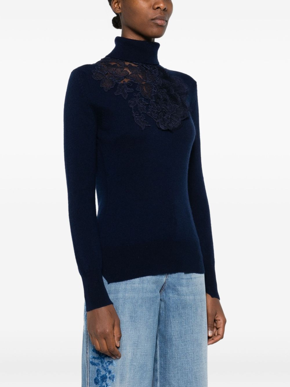 ERMANNO SCERVINO Lace Roll Neck Sweater for Women - FW25