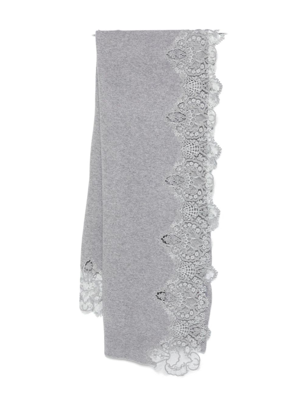 ERMANNO SCERVINO Lace Cashmere Scarf with Asymmetrical Trim