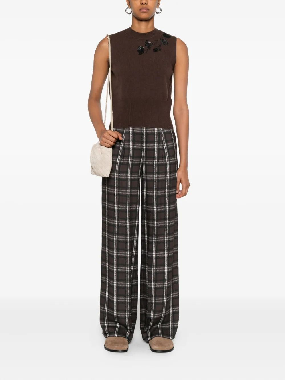 ERMANNO Checkered Pleated Trousers for Women - FW25