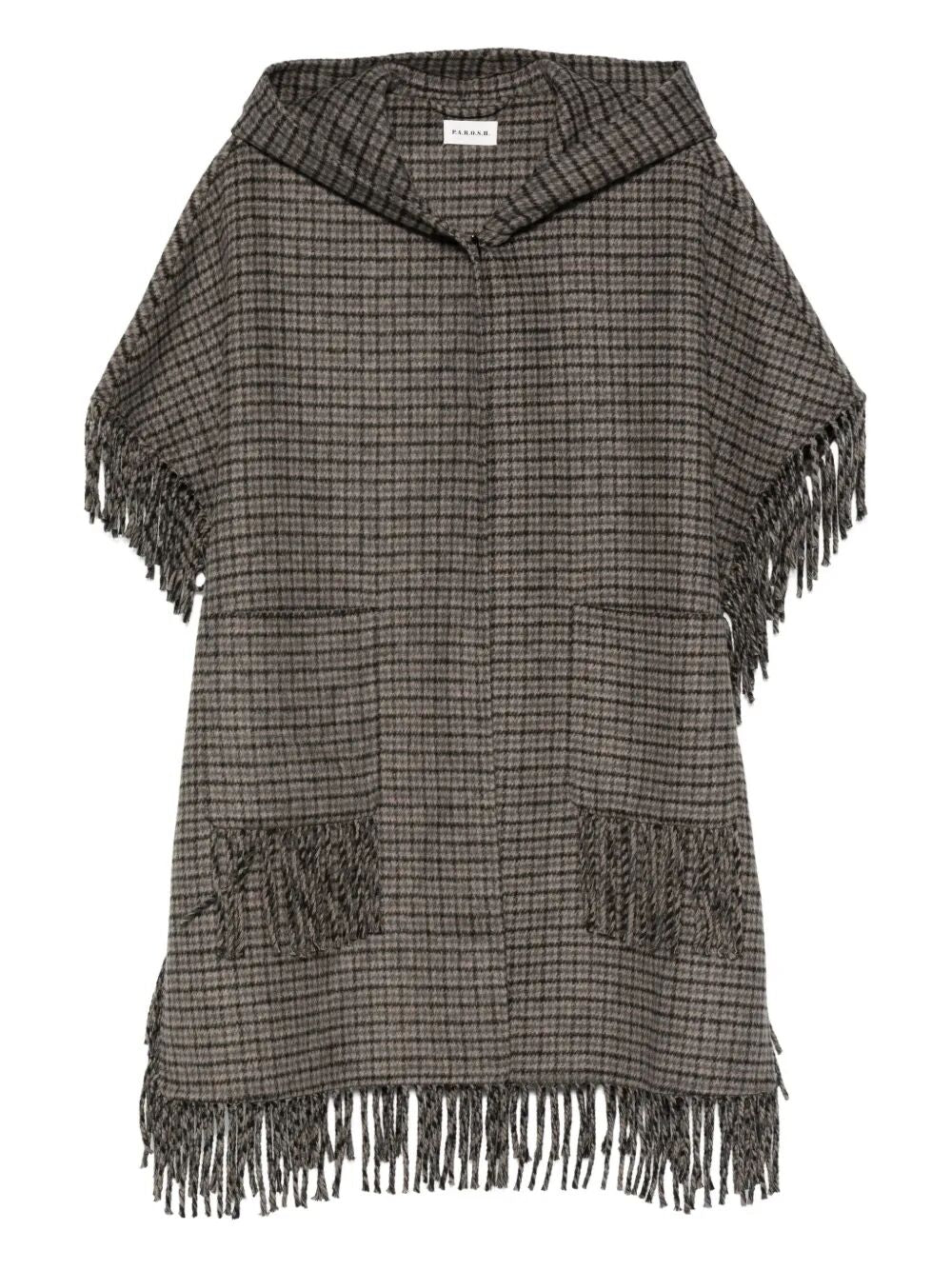 PAROSH Fringe Detail Hooded Cape
