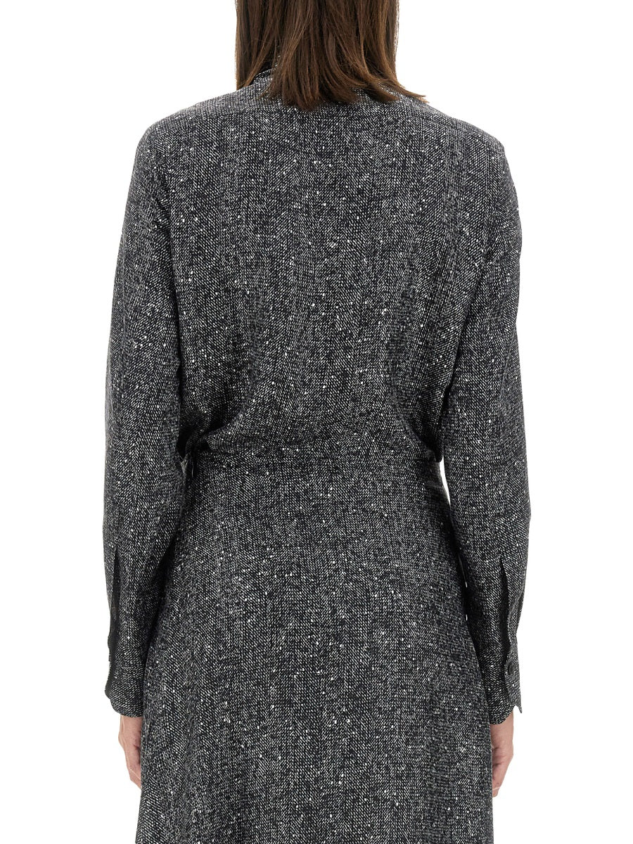 KITON Elegant Printed Silk Shirt Size 42