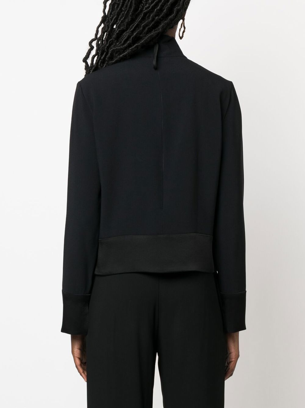 EMPORIO ARMANI Satin Band Turtleneck Blouse