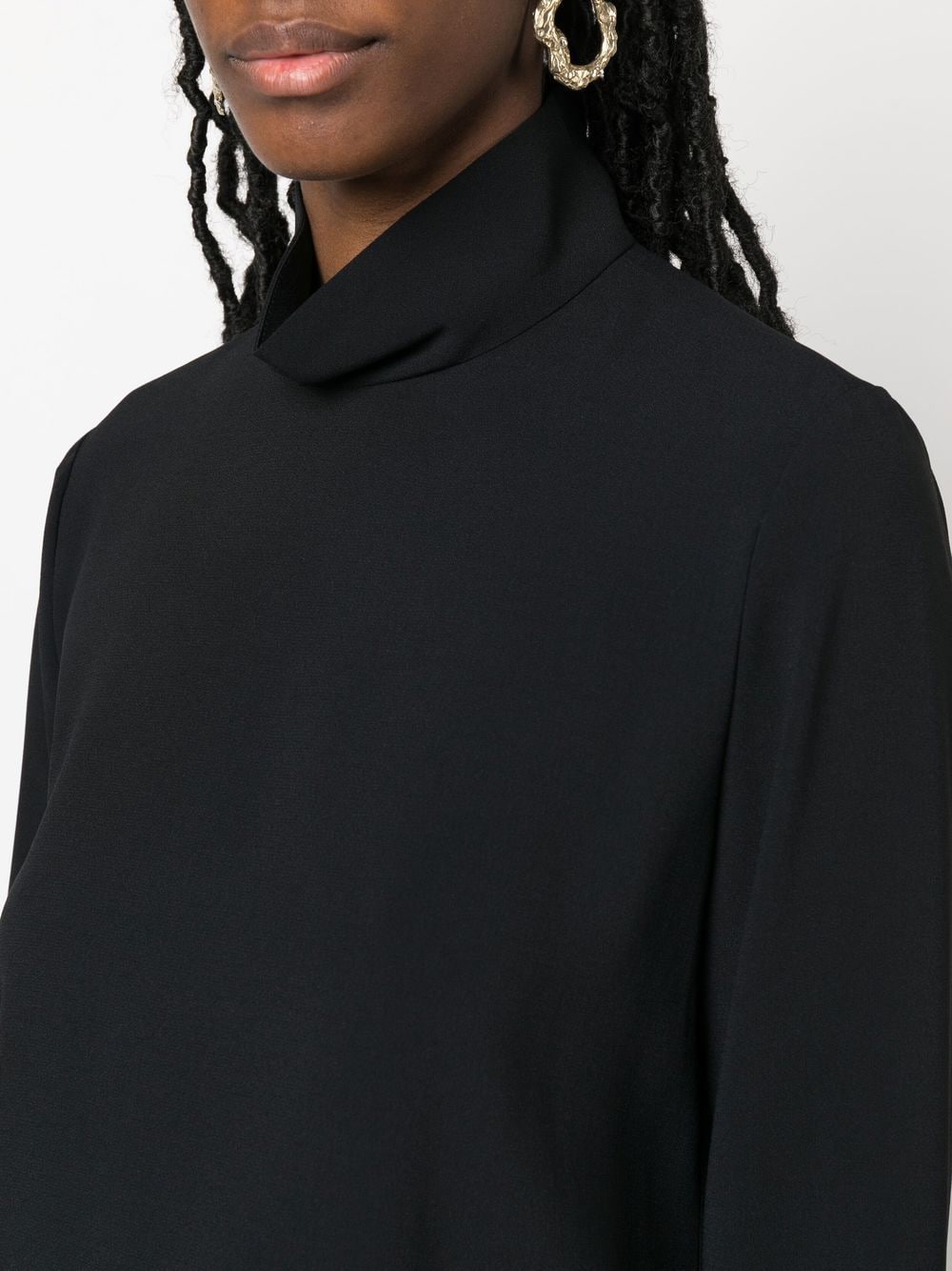 EMPORIO ARMANI Satin Band Turtleneck Blouse