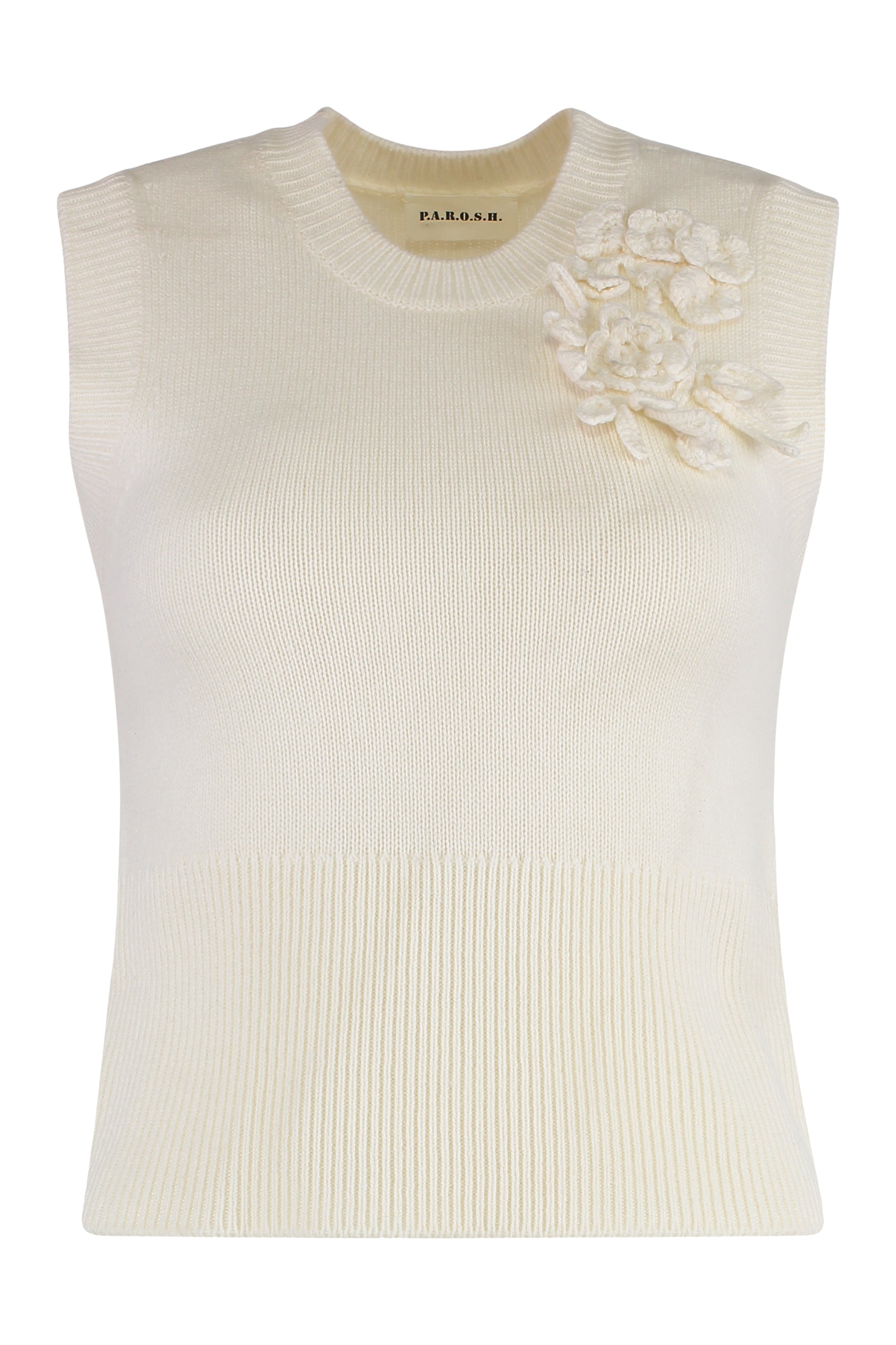 PAROSH Knit VEST with Ribbed Edges