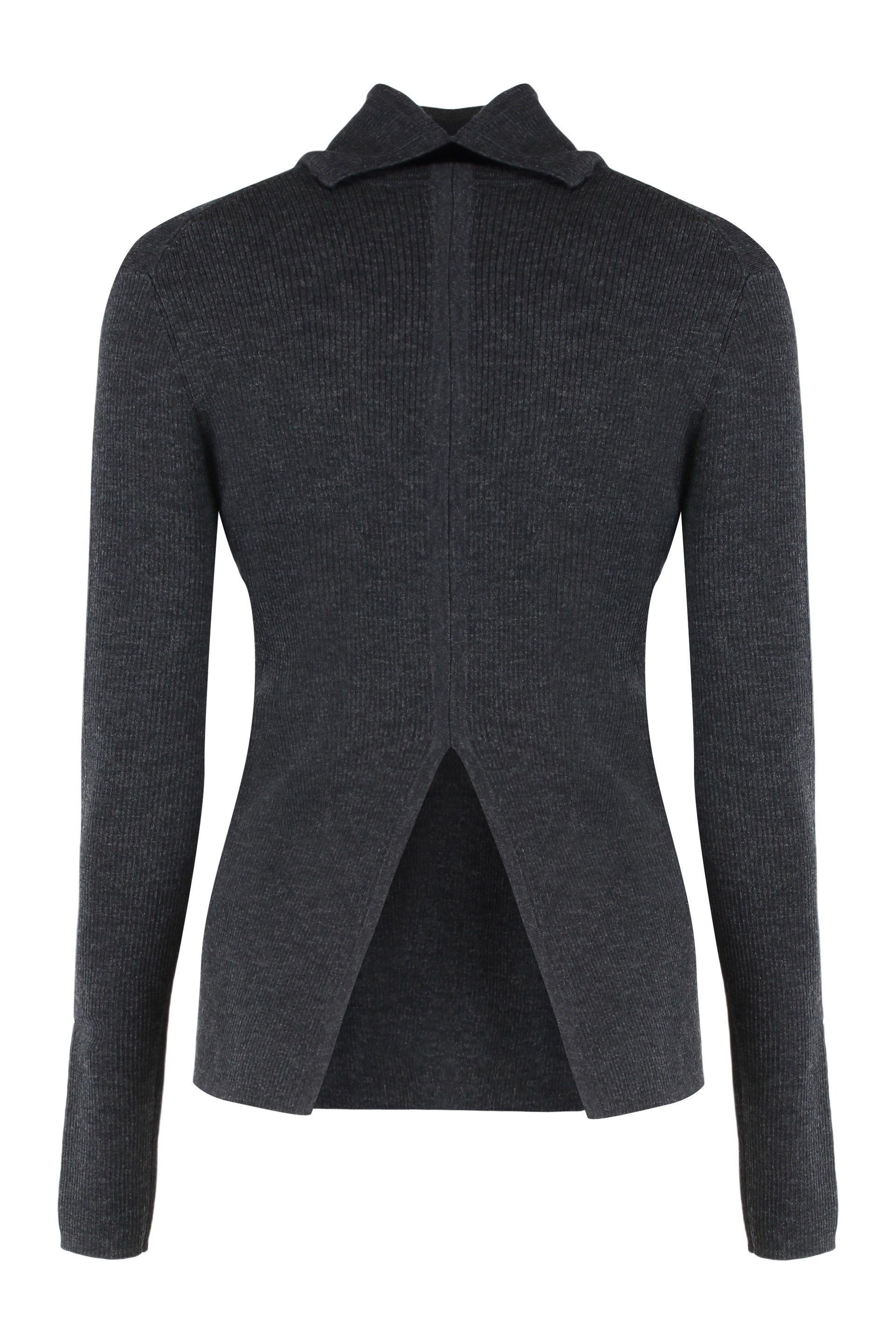 PAROSH Wool Turtleneck Sweater with Back Slit Hem - Women’s Fashion