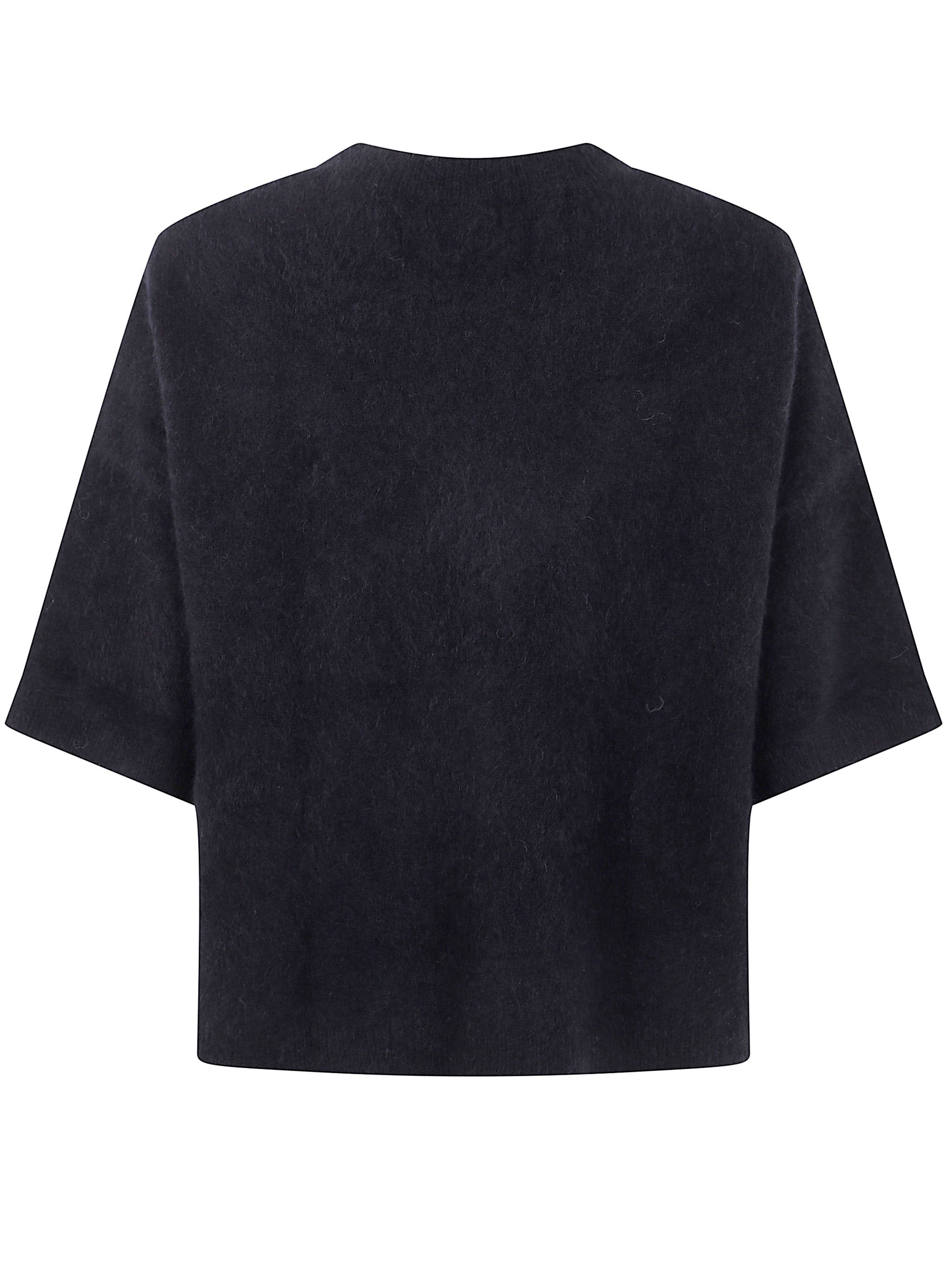 PAROSH Oversize Short Sleeve Top with Raccoon Fur