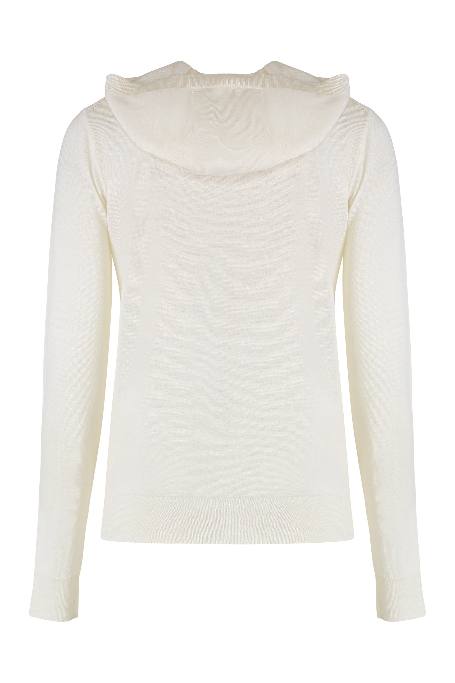 PAROSH Elegant Knit Hoodie with Ribbed Edges