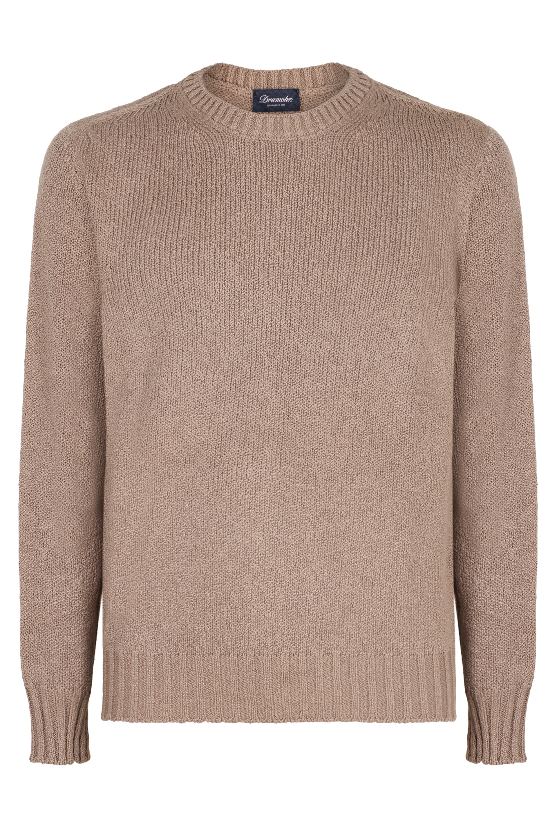 DRUMOHR Men's Cotton Sweater with Ribbed Knit Edges