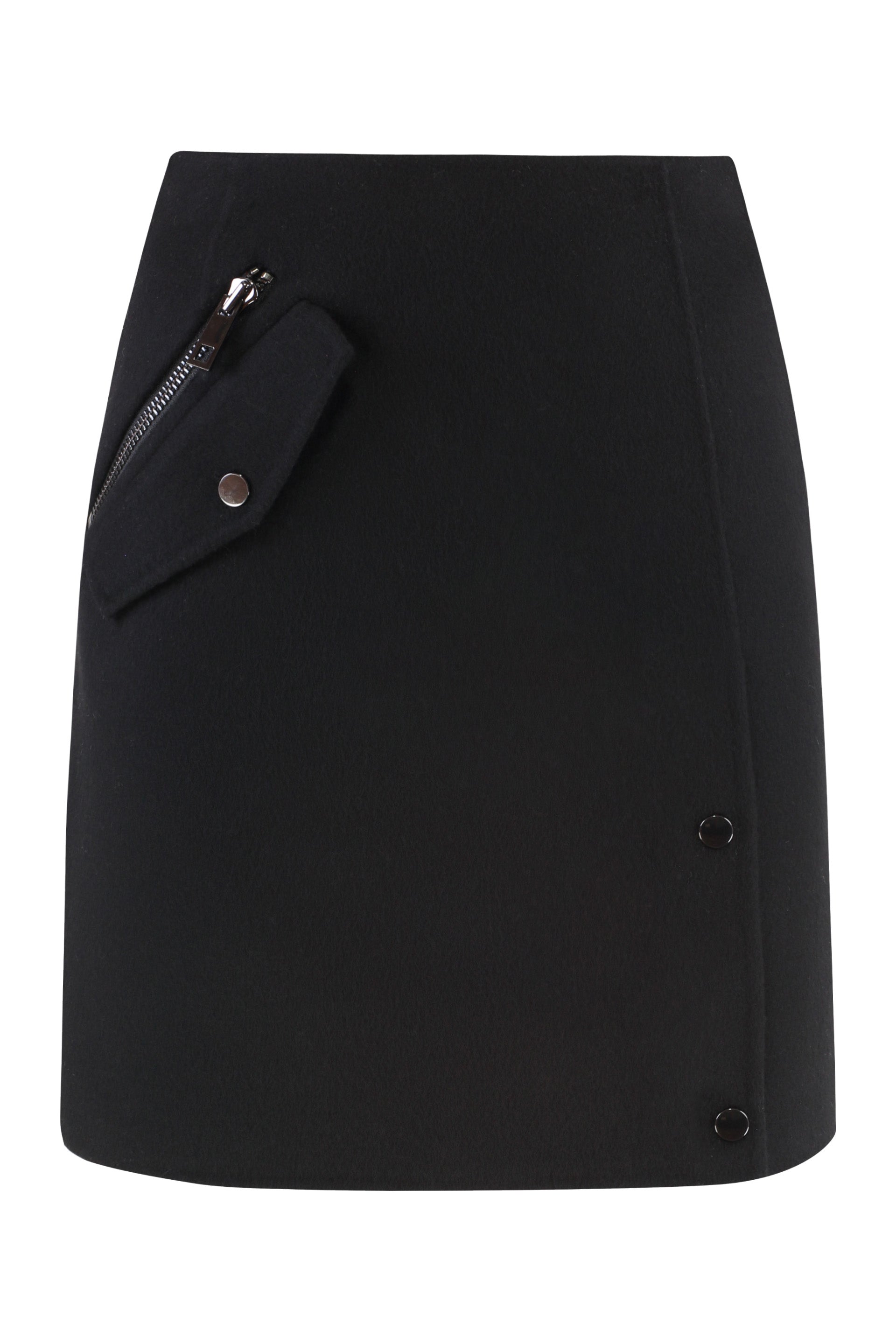 PAROSH Women's Wool Mini Skirt with Invisible Hip Zipper