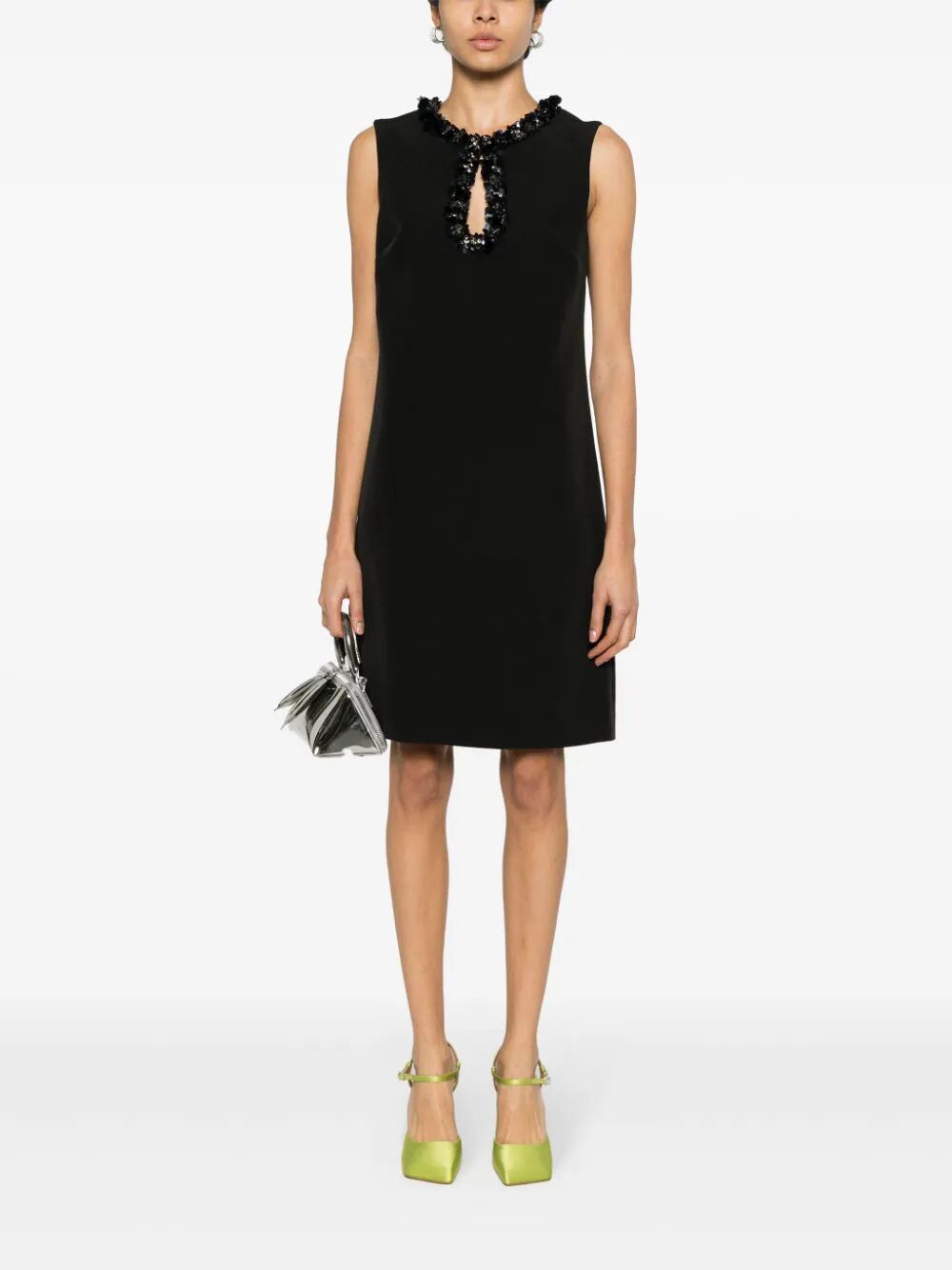 PAROSH Sleeveless Mini Dress with Paillettes