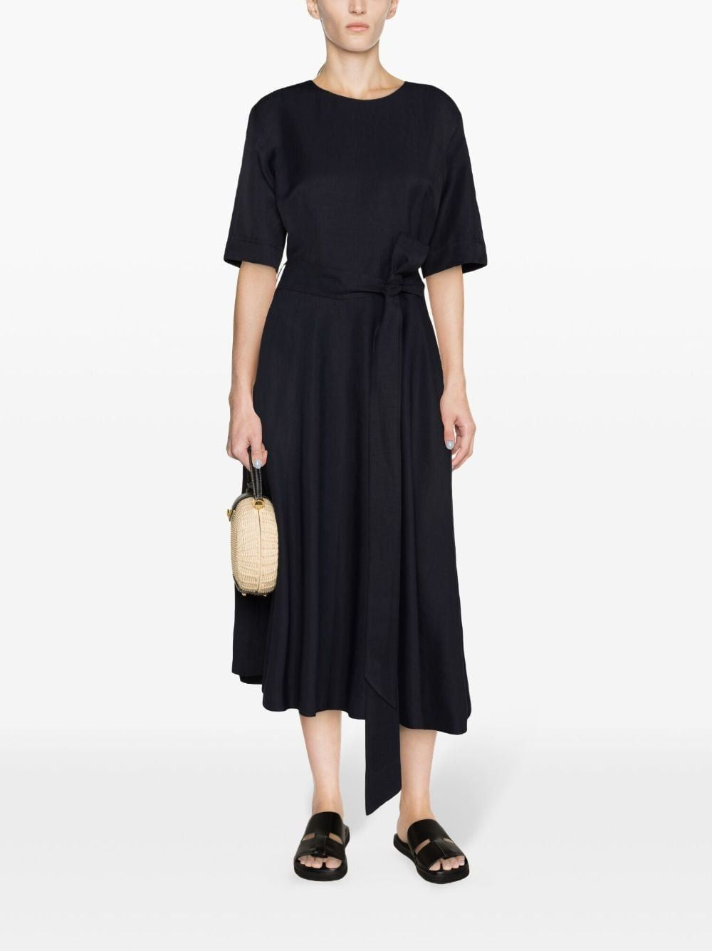 PAROSH Short Sleeves Crew Neck Chemisier Dress for Women - SS24 Collection