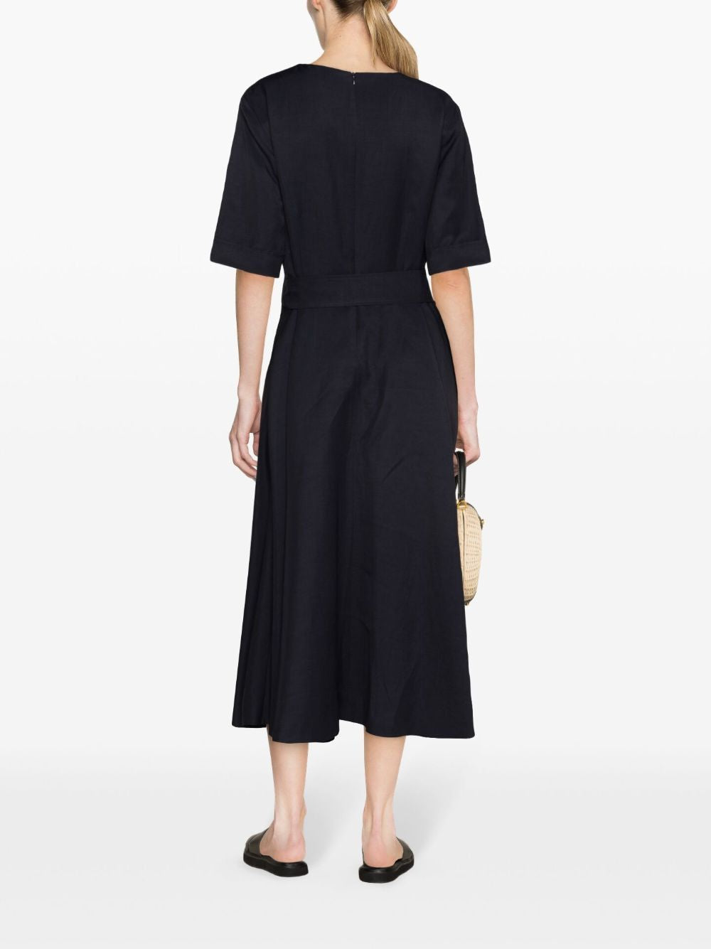 PAROSH Short Sleeves Crew Neck Chemisier Dress for Women - SS24 Collection