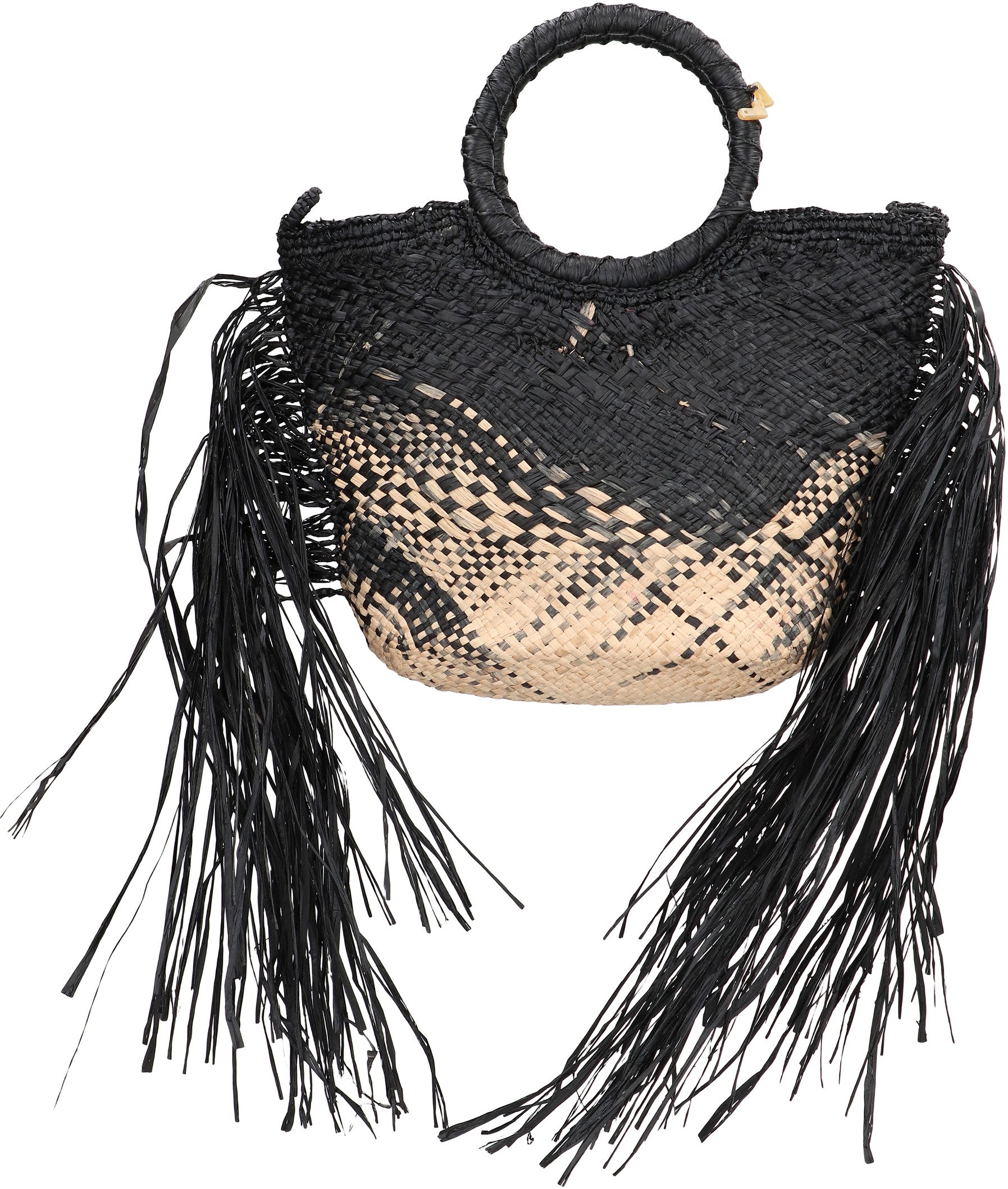 MADE FOR A WOMAN Mini Raffia Handbag with Decorative Fringes