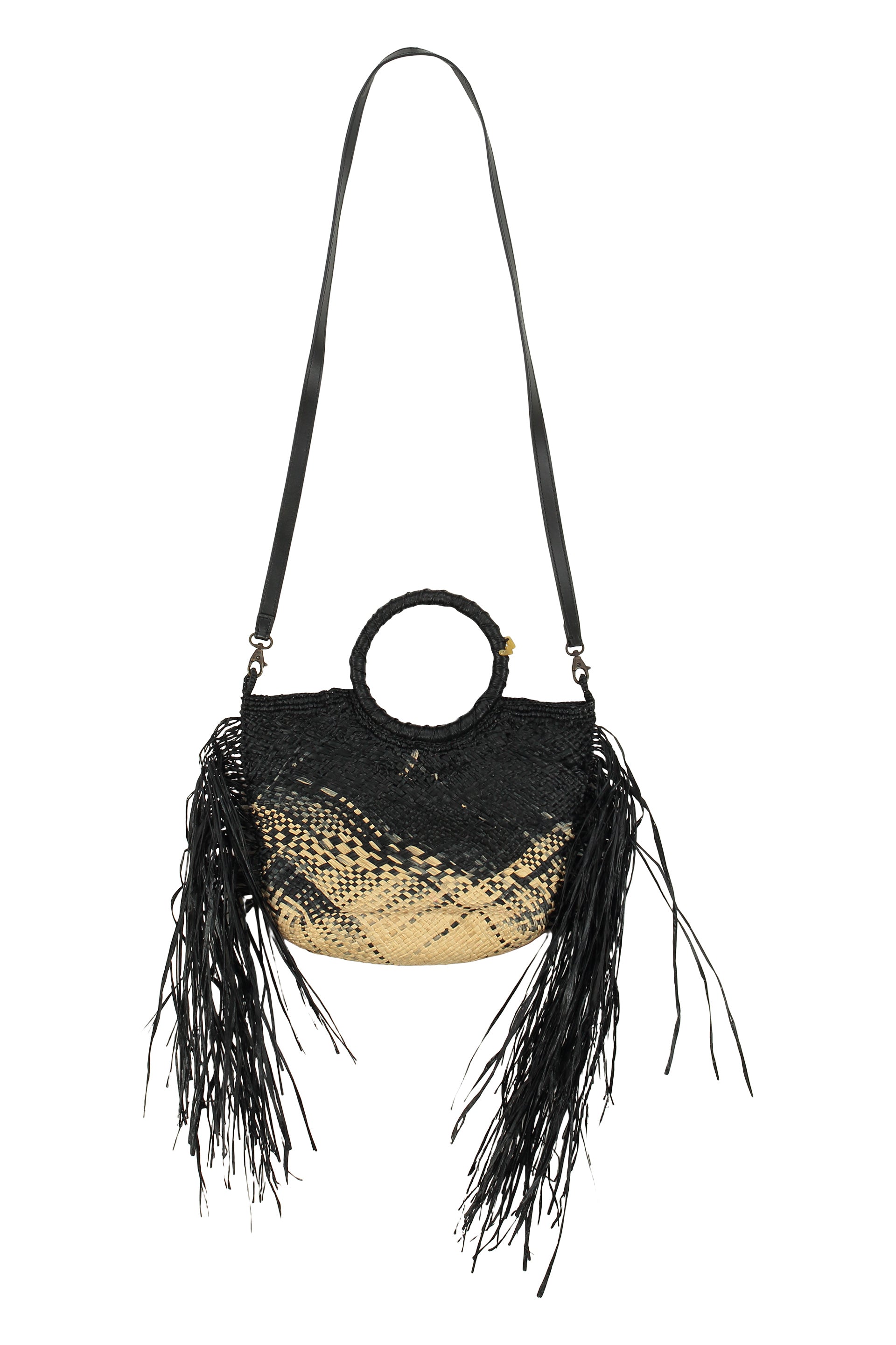 MADE FOR A WOMAN Mini Raffia Handbag with Decorative Fringes
