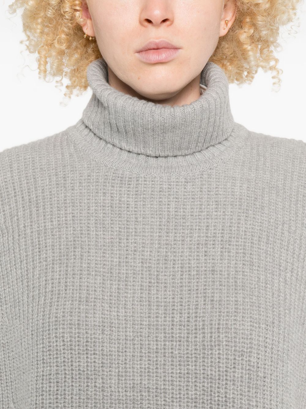 DAVANTINO Wool Ribbed Knit Turtleneck Sweater