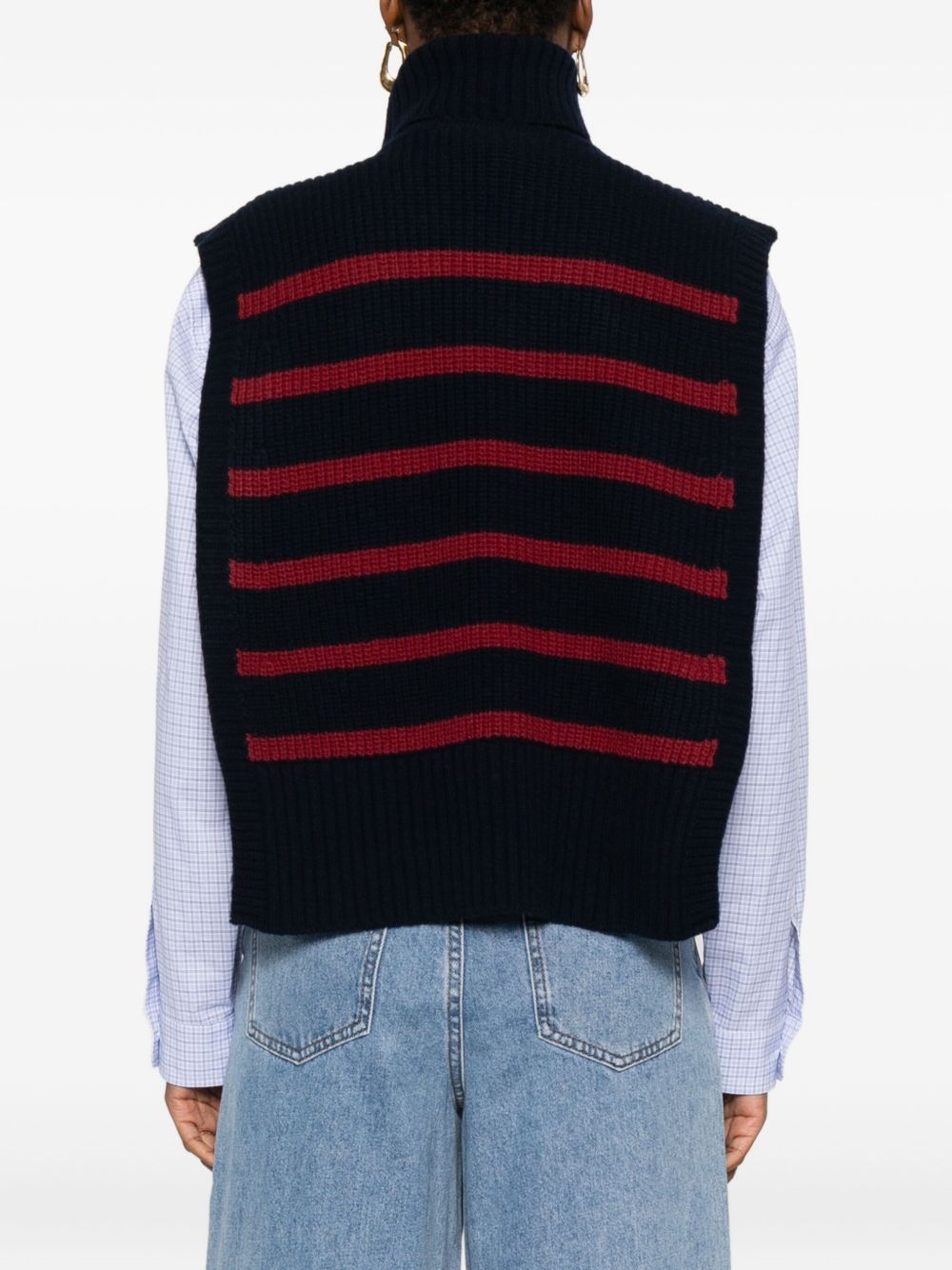 DAVANTINO Wool Turtleneck Sleeveless Ribbed Knit Sweater