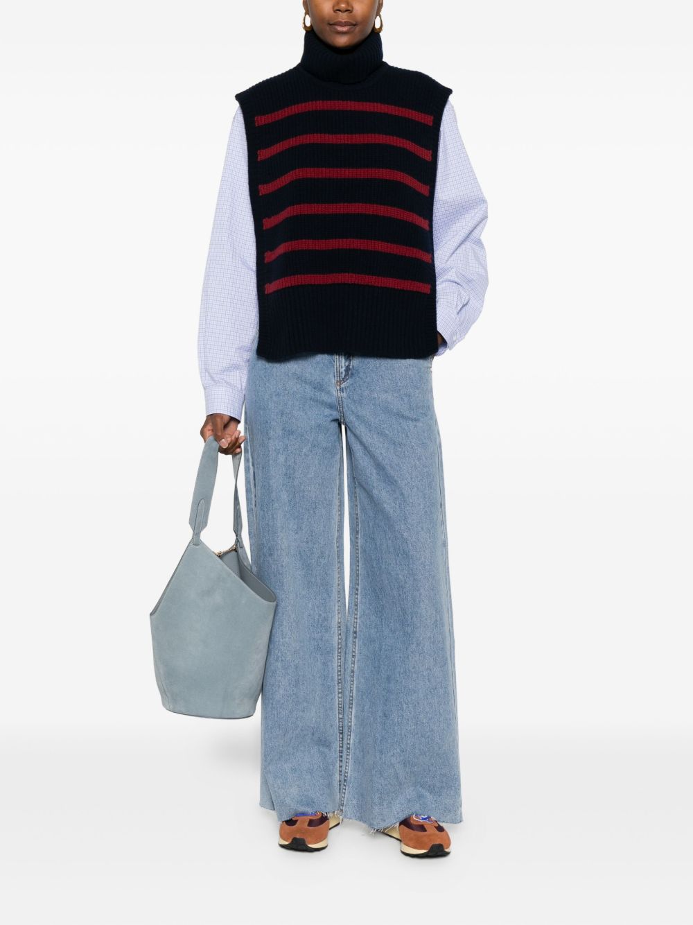 DAVANTINO Wool Turtleneck Sleeveless Ribbed Knit Sweater