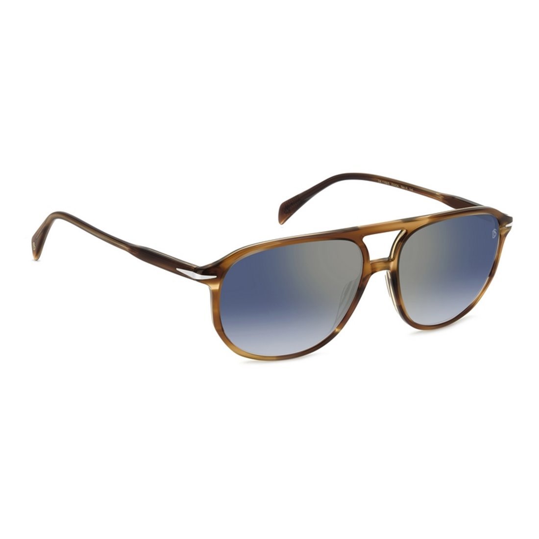 DAVID BECKHAM Men's Classic Brown Horn Sunglasses with Blue Mirror Lenses