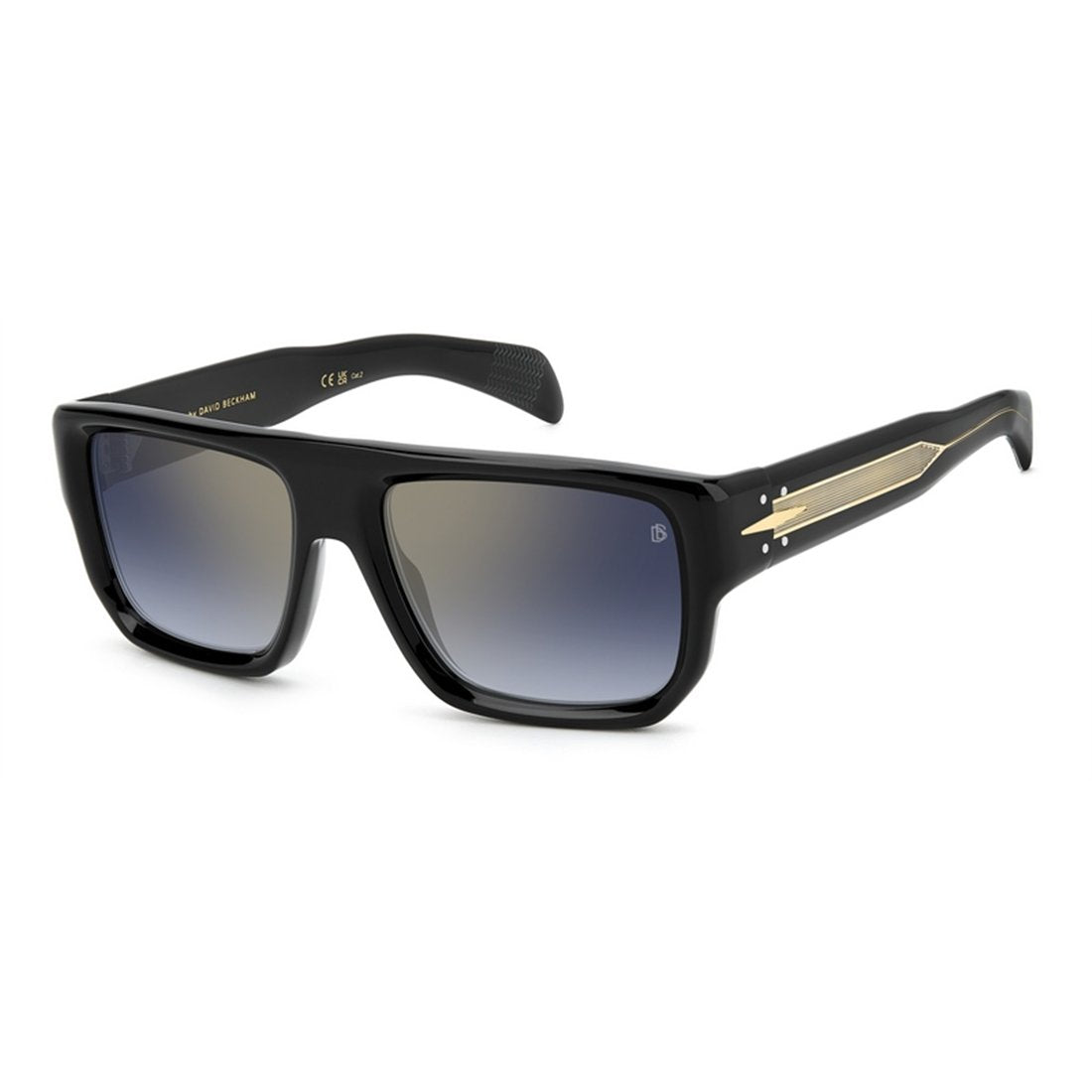 DAVID BECKHAM Sleek Men's Sunglasses with Blue Shaded Gold Mirror Lenses
