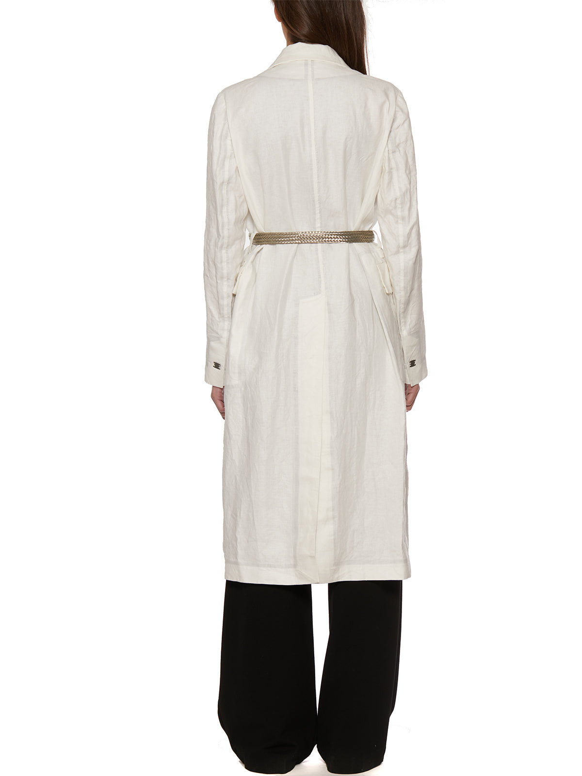 ISAAC SELLAM Women's Waxed Linen Trench Coat Size M