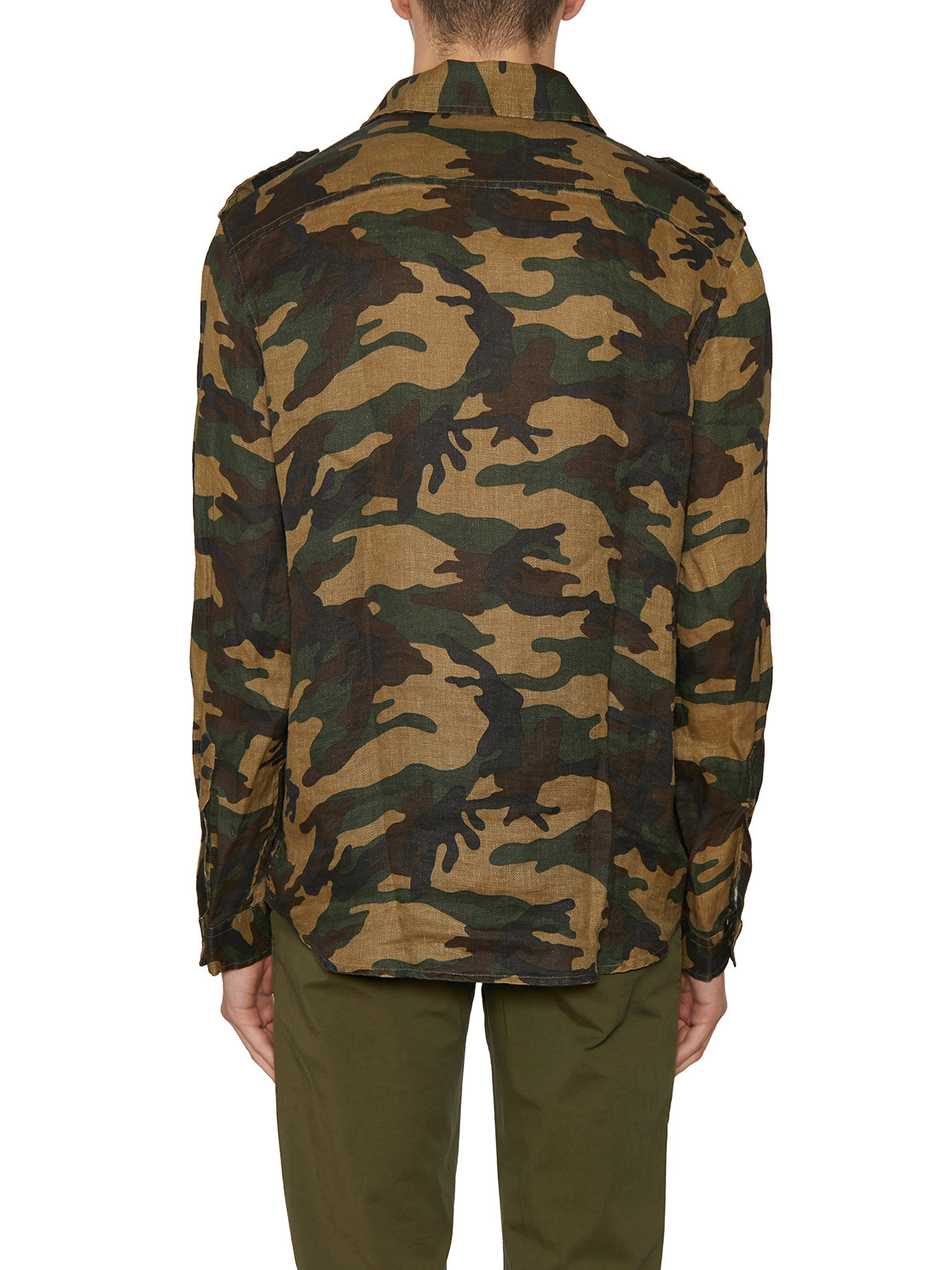 DANIELE ALESSANDRINI Linen Camouflage Mini Shirt for Men