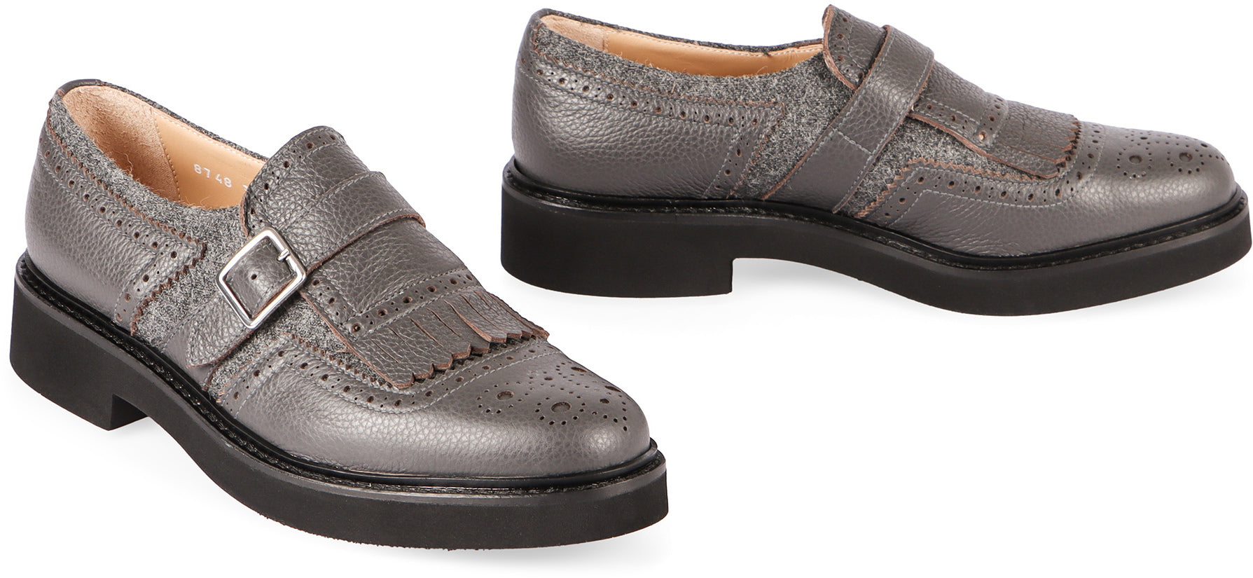 DOUCAL'S Elegant Leather Shoes with Buckle and Fringes for Women