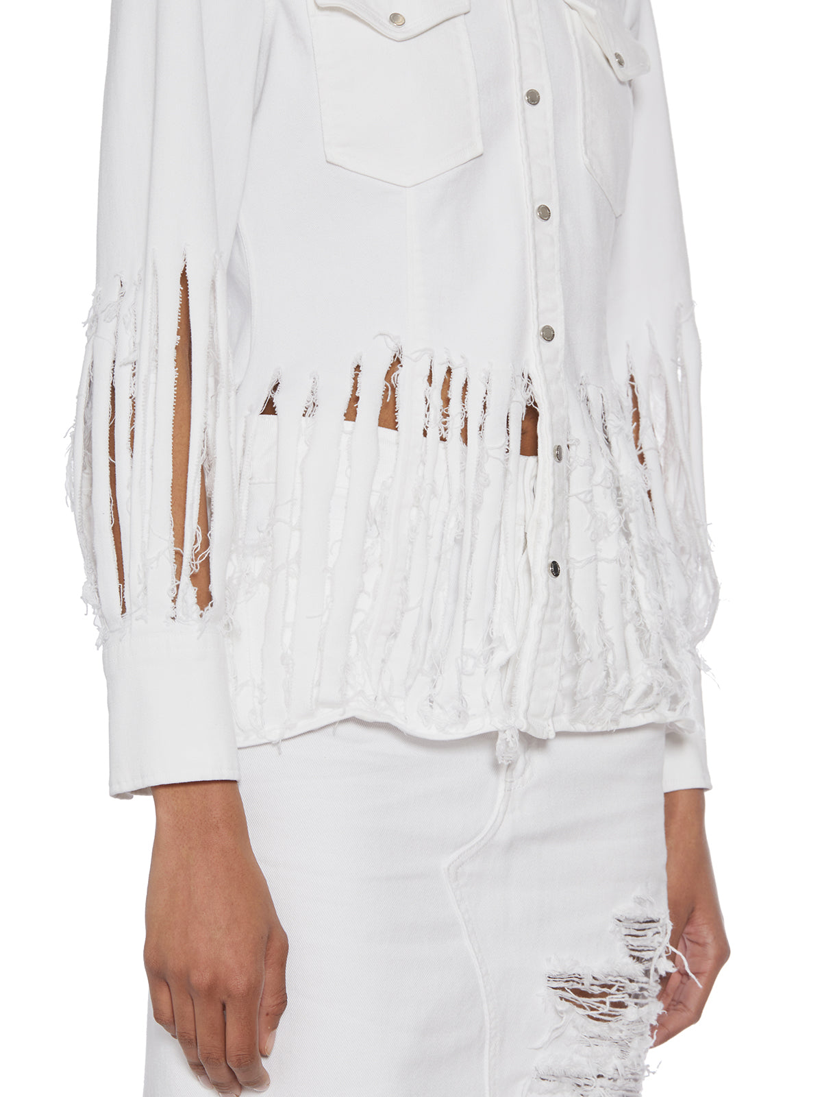 DONDUP Women's Fringed Cotton Texana Shirt - Size 40