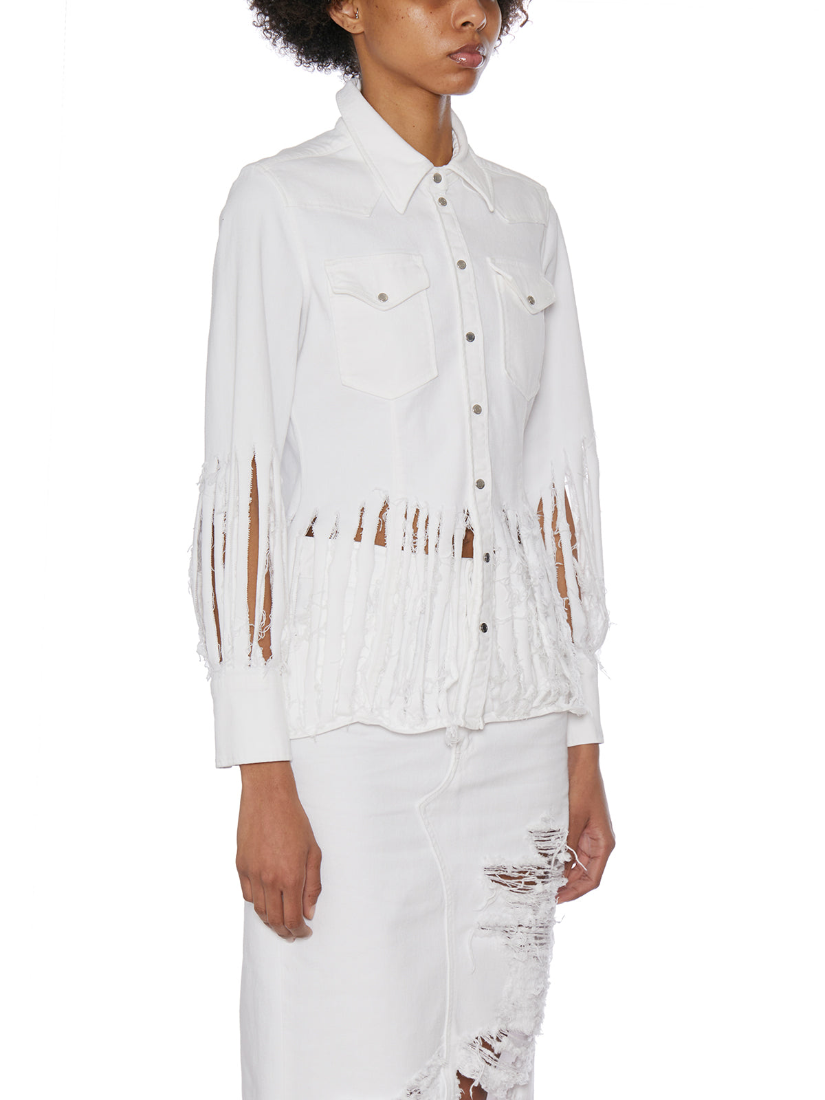 DONDUP Women's Fringed Cotton Texana Shirt - Size 40