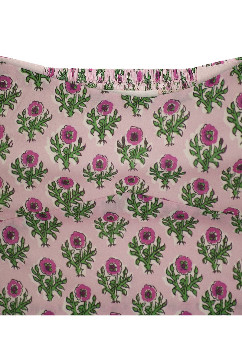 MC2 SAINT BARTH Mini Floral Crop Top with Balloon Sleeves