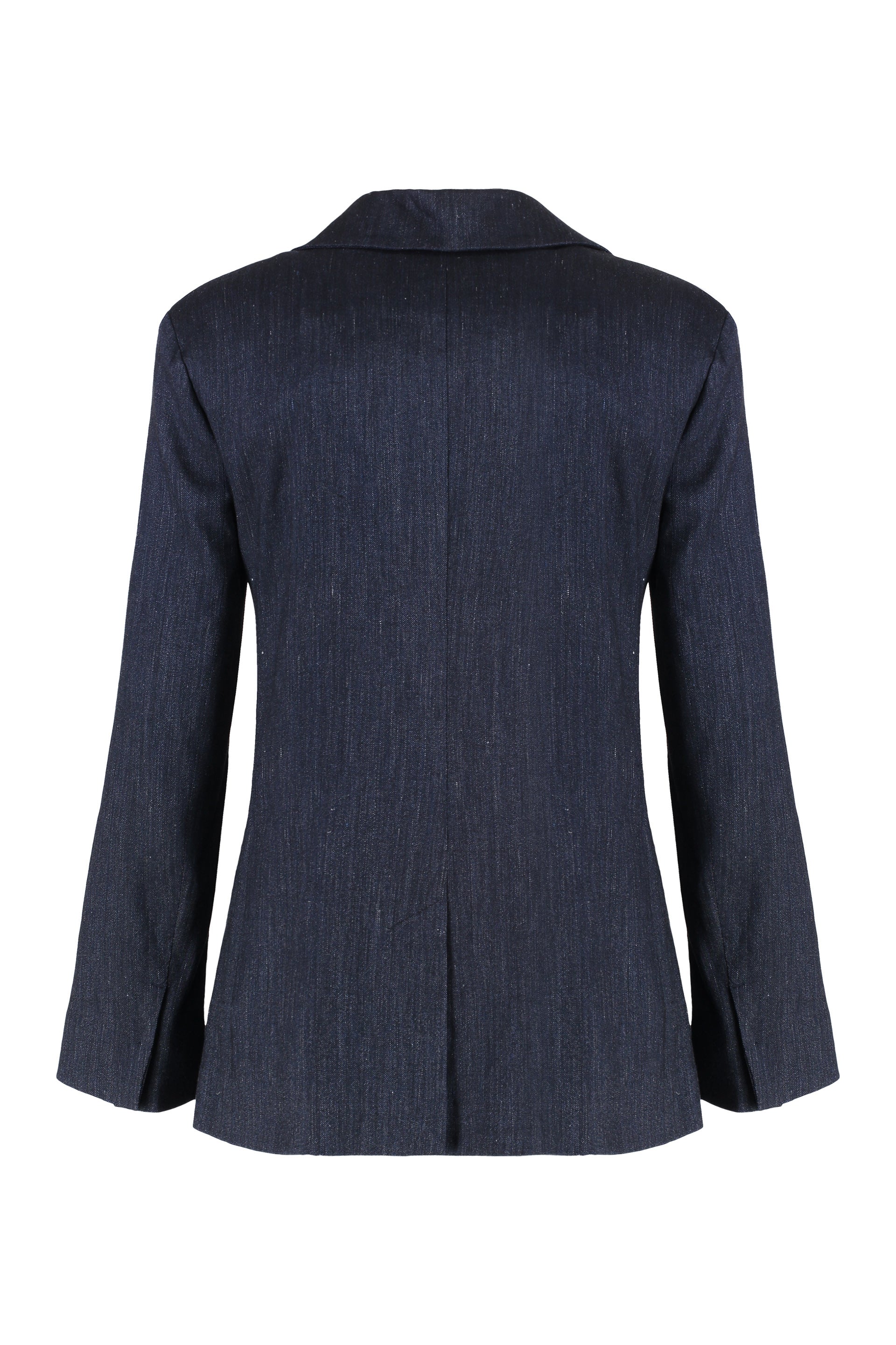 S MAX MARA Linen Blazer with Lapel Collar and Front Pockets