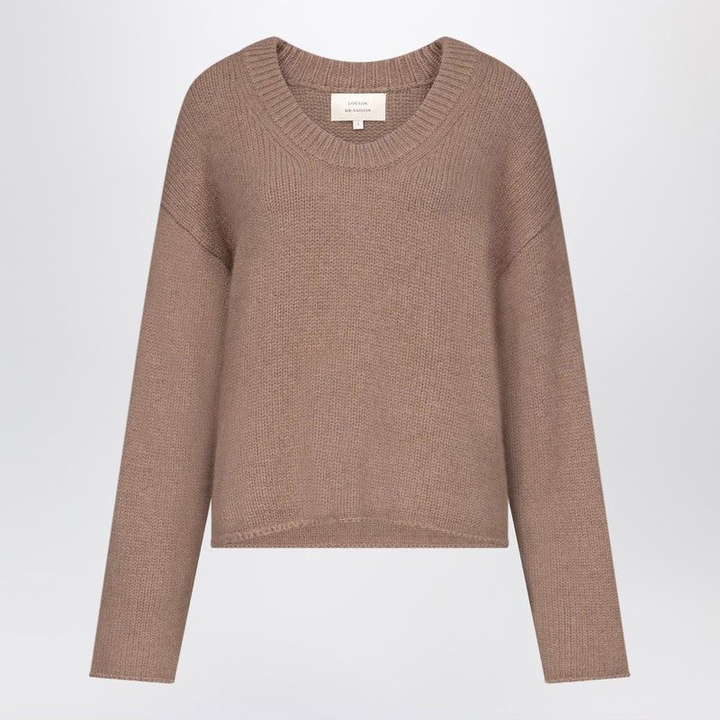 LOULOU DE SAISON Cashmere Mélange Sweater with Ribbed U-Neck for Women
