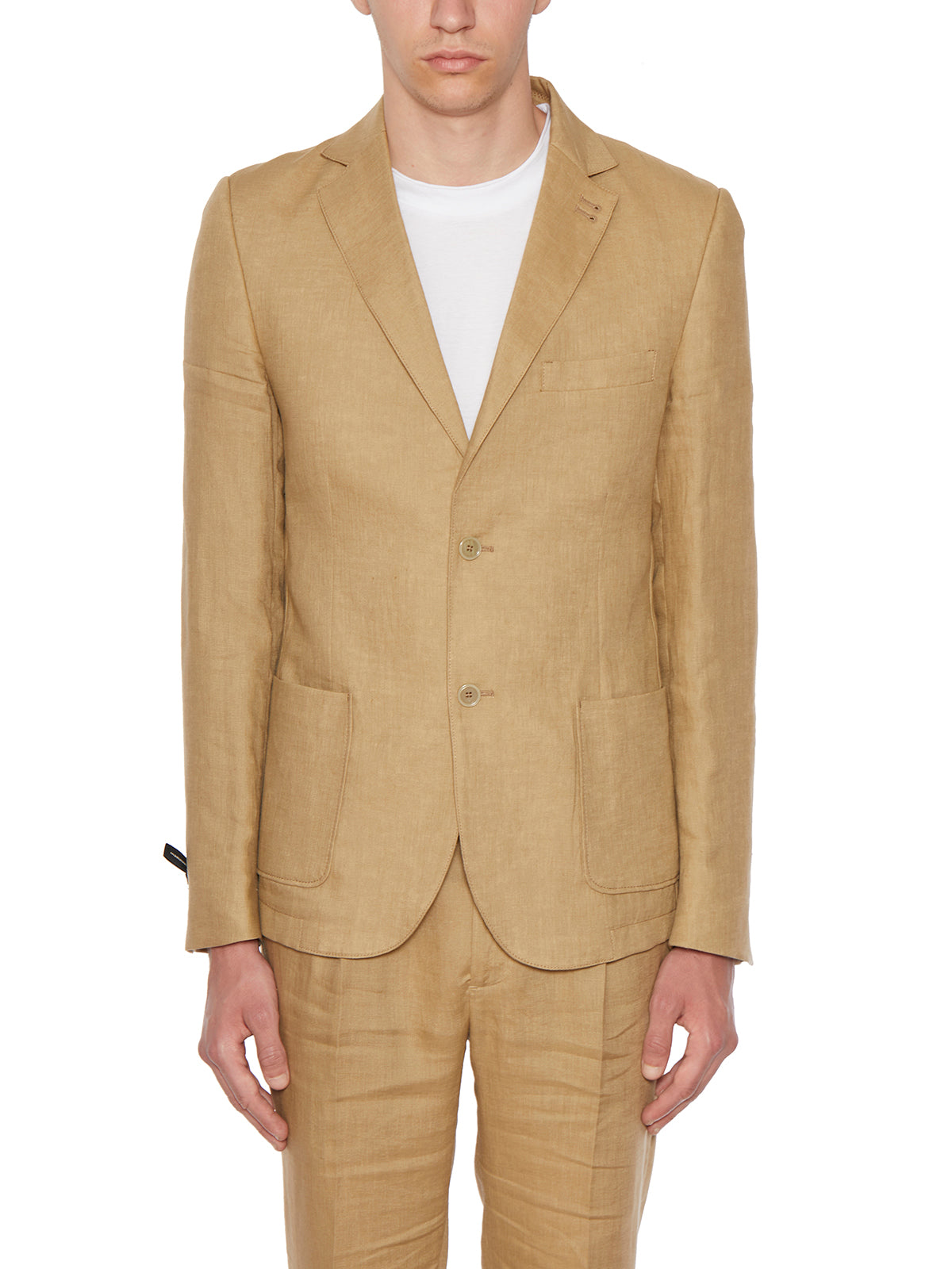 DANIELE ALESSANDRINI Men's Single-Breasted Linen Jacket Size 48