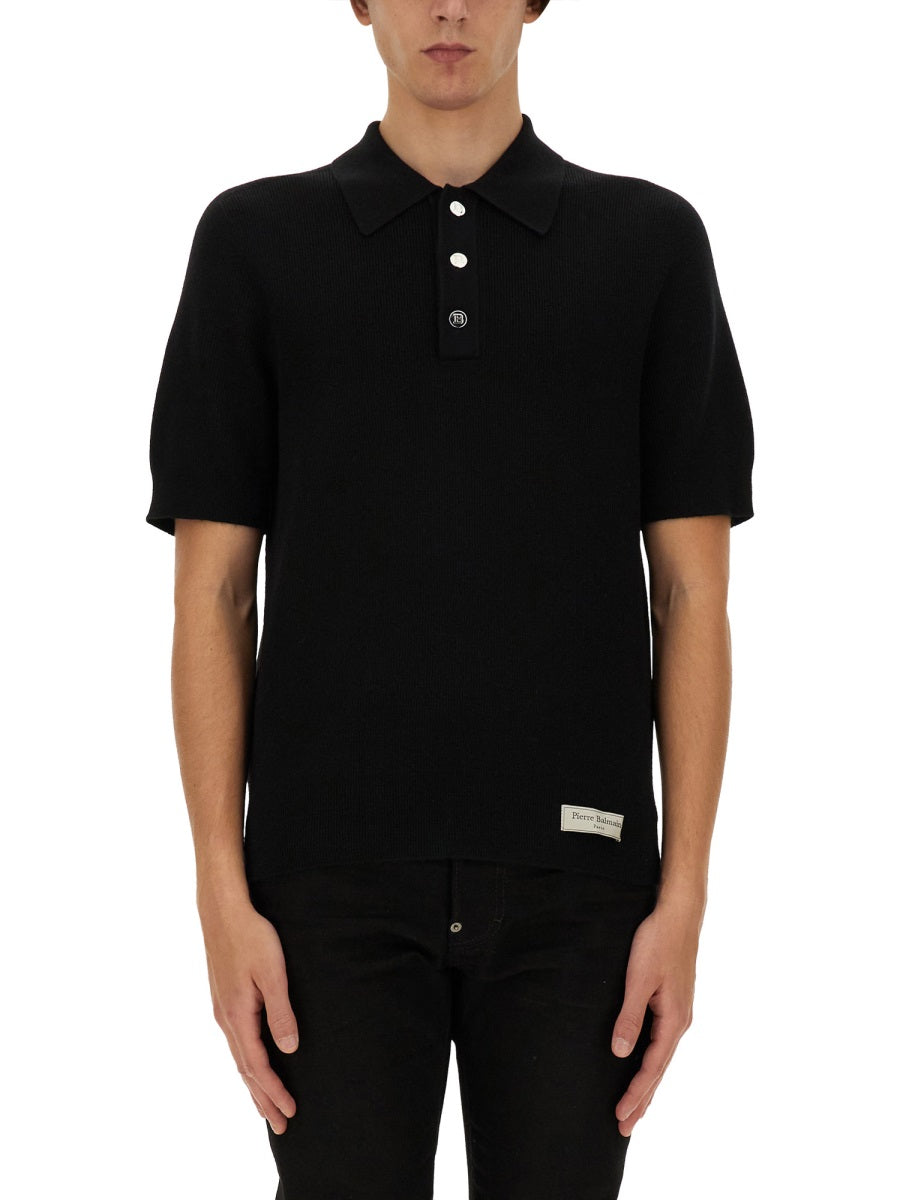 BALMAIN Merino Wool Polo Shirt - Regular Fit (Size L)