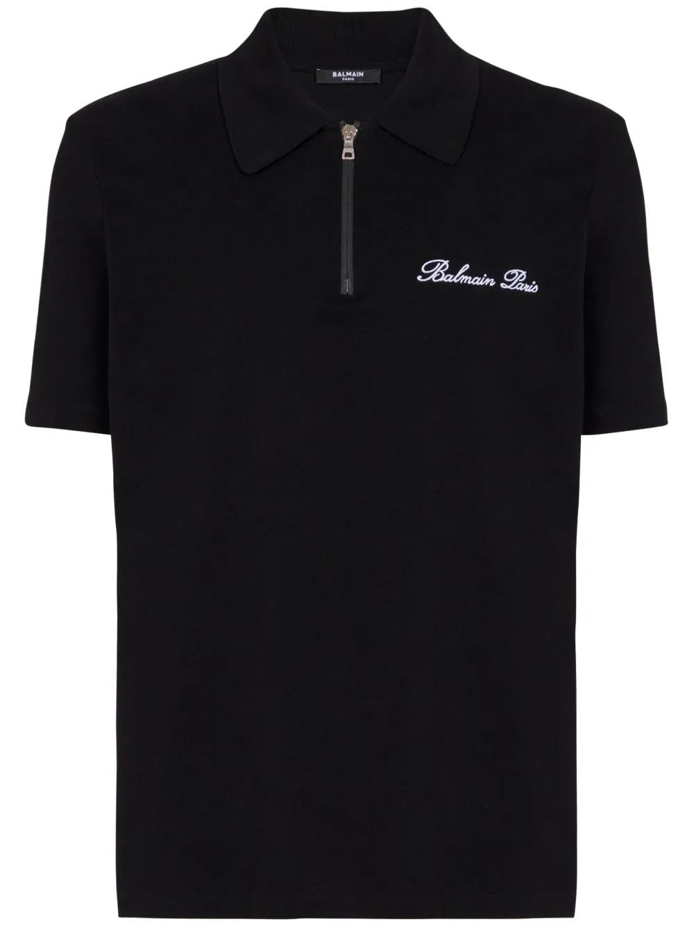 BALMAIN Embroidered Logo Cotton Polo Shirt for Men