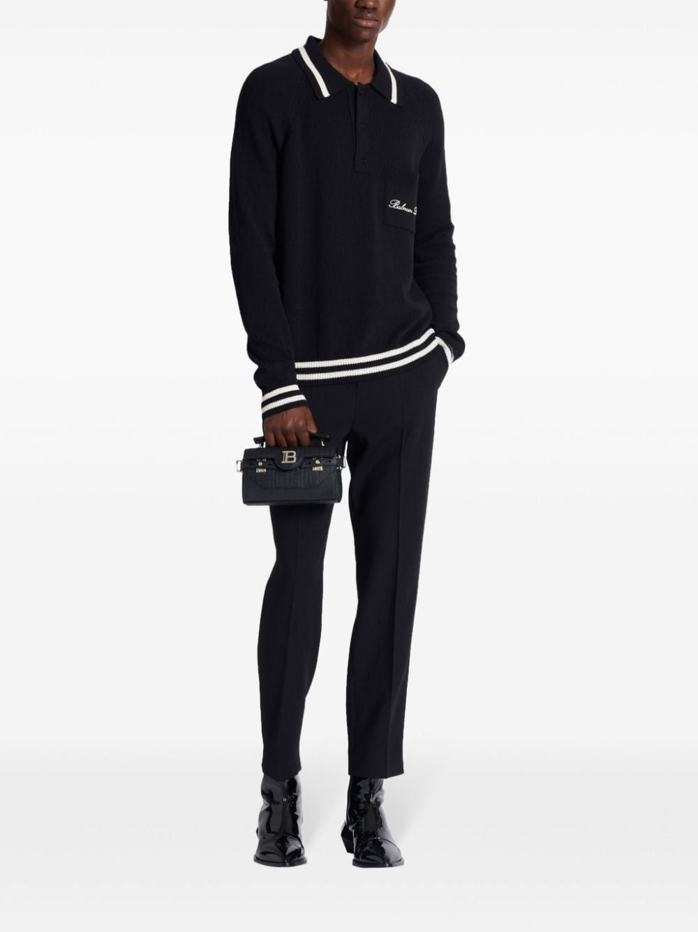 BALMAIN Men's Signature Wool Polo - FW24 Collection