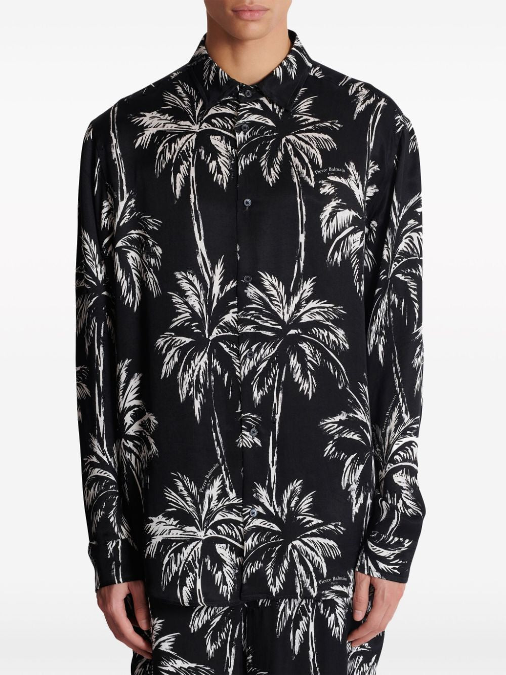 BALMAIN Palm Print Satin Shirt for Men