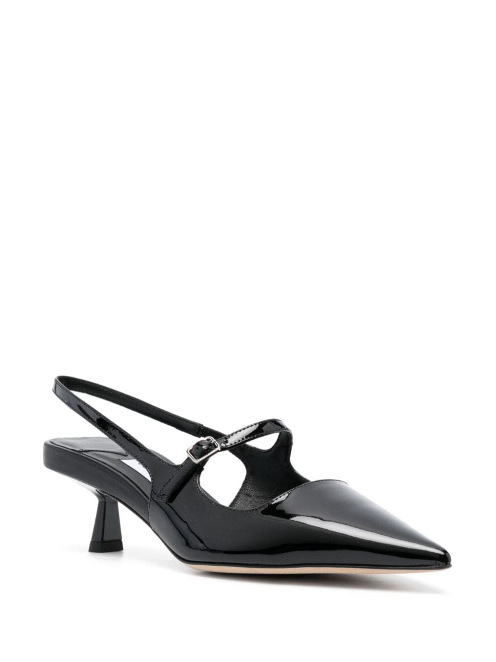 JIMMY CHOO Genuine Leather Mid Heel Pointed Toe Slingback Pumps