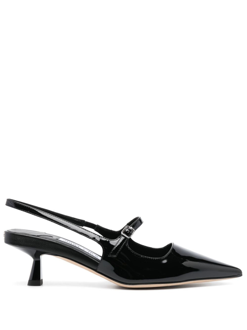 JIMMY CHOO Genuine Leather Mid Heel Pointed Toe Slingback Pumps