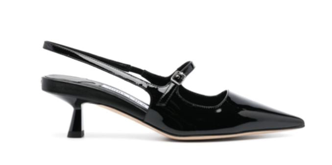 JIMMY CHOO Genuine Leather Mid Heel Pointed Toe Slingback Pumps