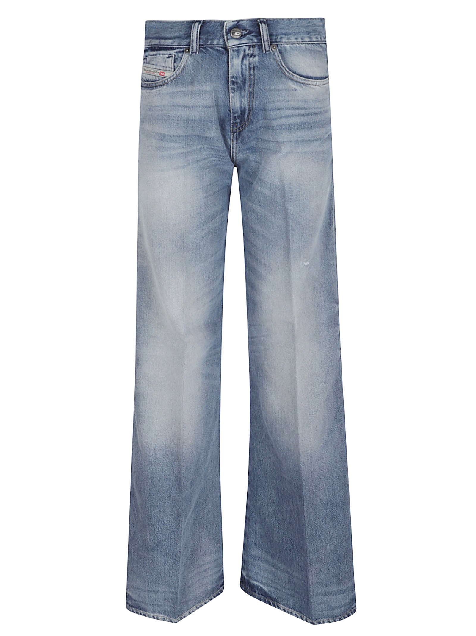 DIESEL Mid-Rise Wide Leg Denim Jeans